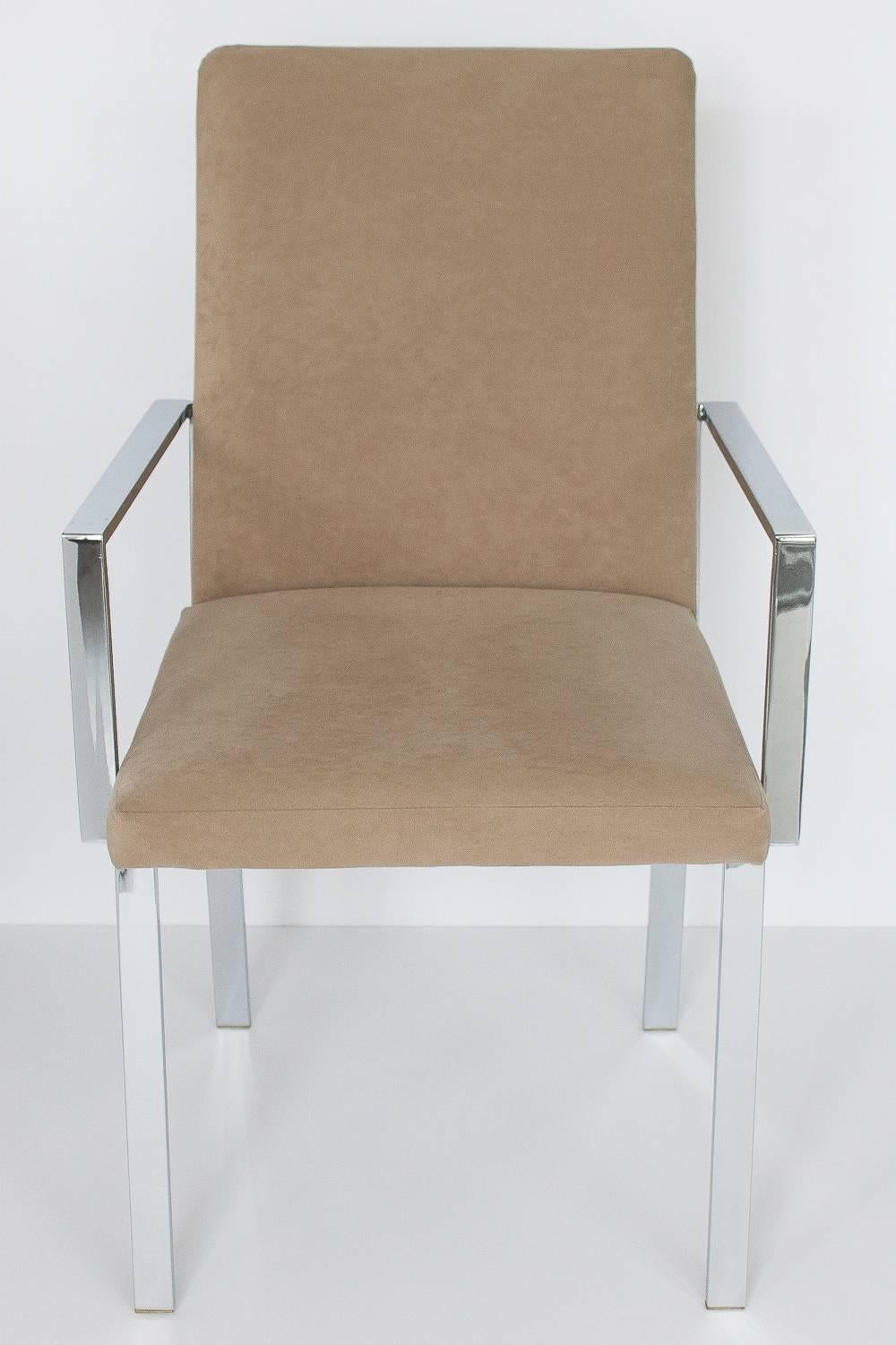 Set of Ten Chrome Milo Baughman Style Dining Chairs 2