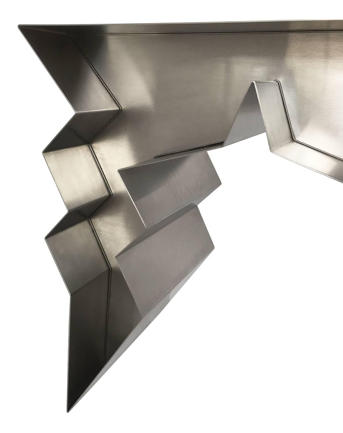 Stainless Steel Lightning Bolt Sculptural Console Table 3