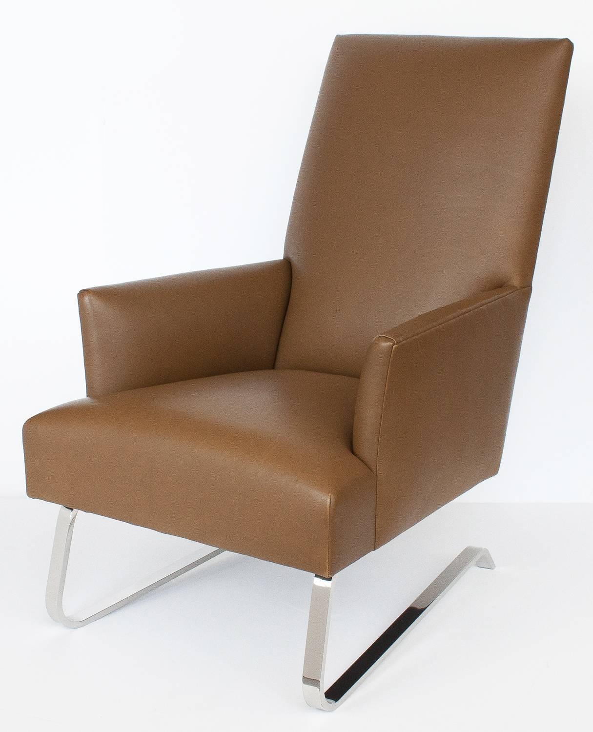 American Pair of Donghia Leather Odeon Lounge Chairs