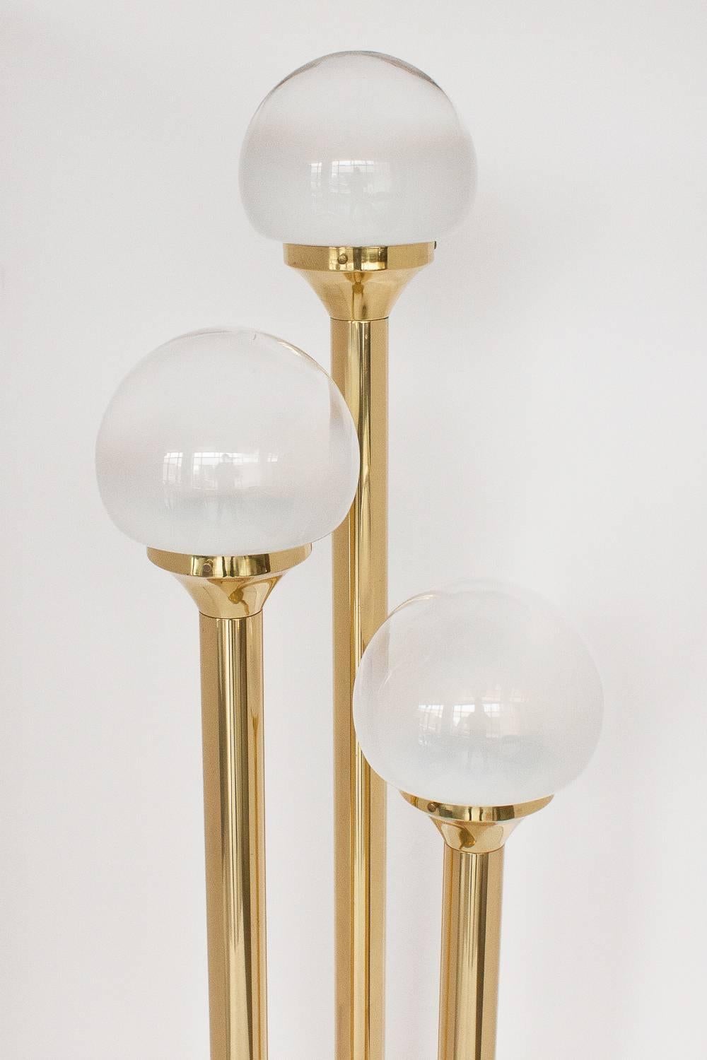 Mid-Century Modern Italian Three-Globe Brass Floor Lamp