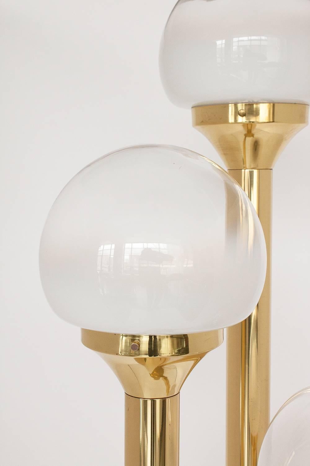 Italian Three-Globe Brass Floor Lamp In Good Condition In Chicago, IL