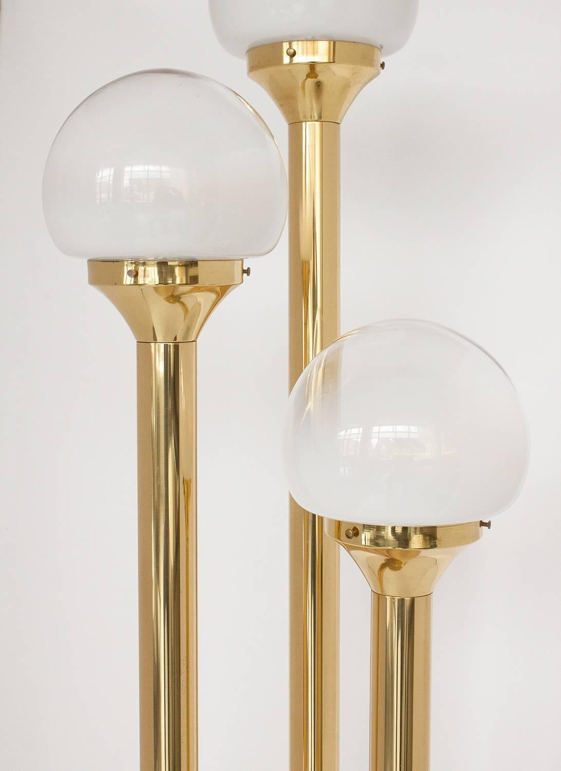 Late 20th Century Italian Three-Globe Brass Floor Lamp