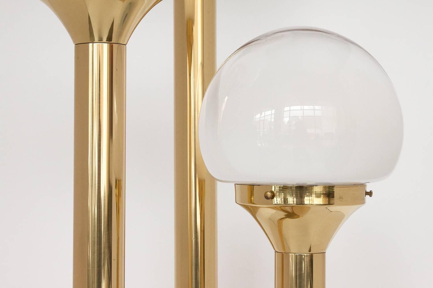 Italian Three-Globe Brass Floor Lamp 1