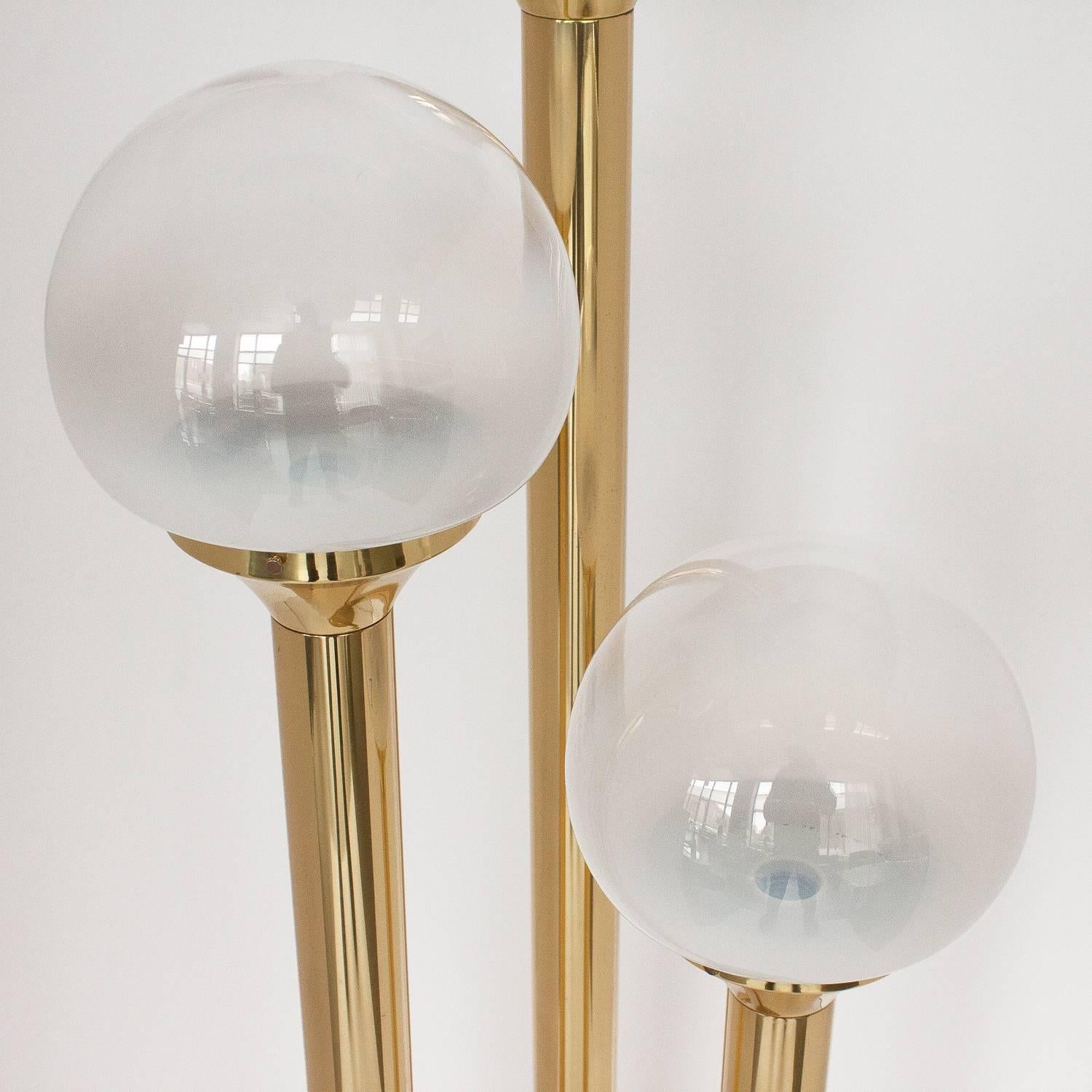 Italian Three-Globe Brass Floor Lamp 3