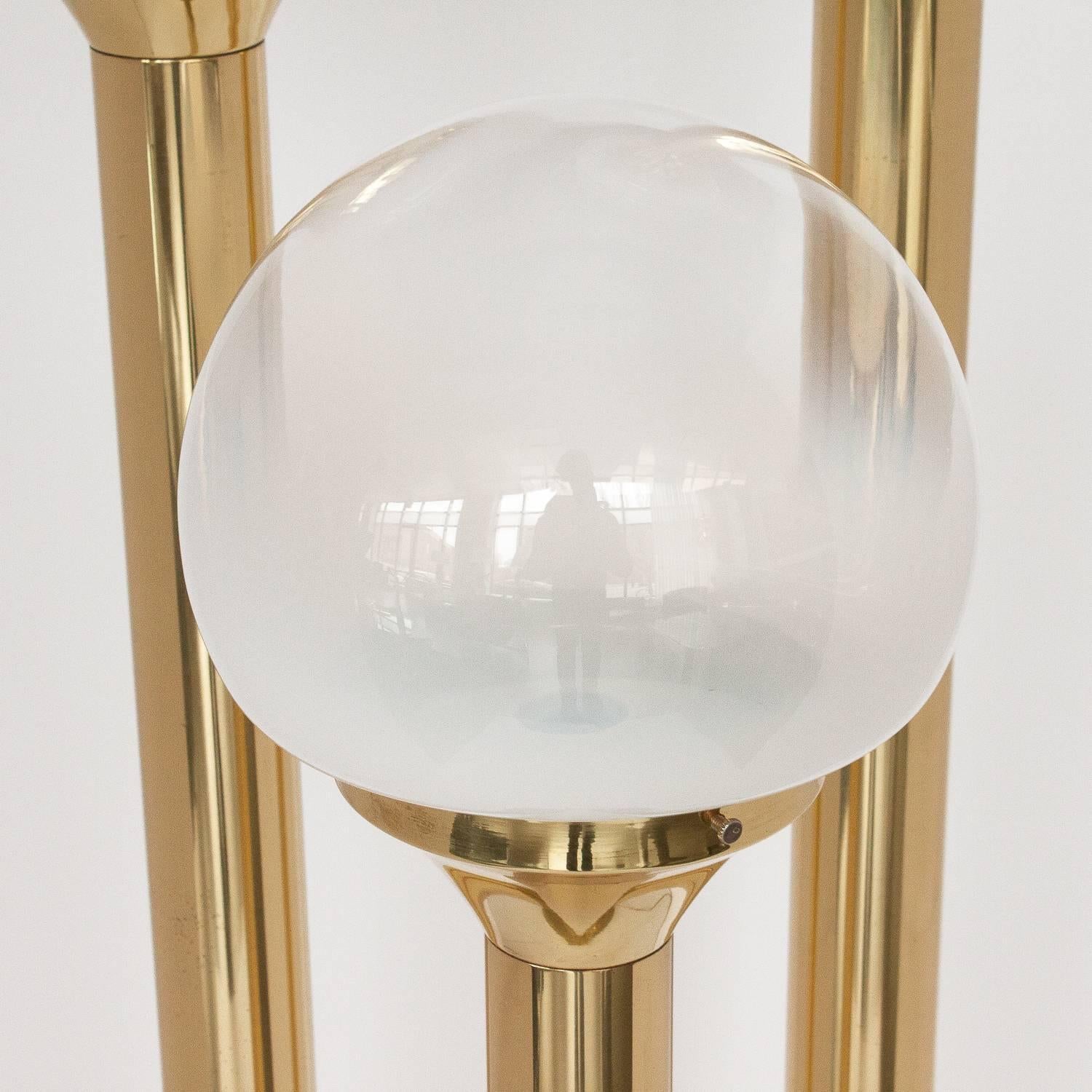 Italian Three-Globe Brass Floor Lamp 4
