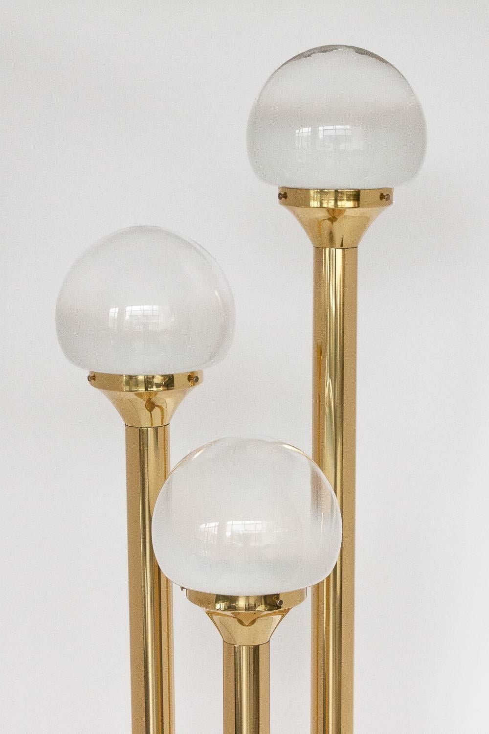 Italian Three-Globe Brass Floor Lamp 5