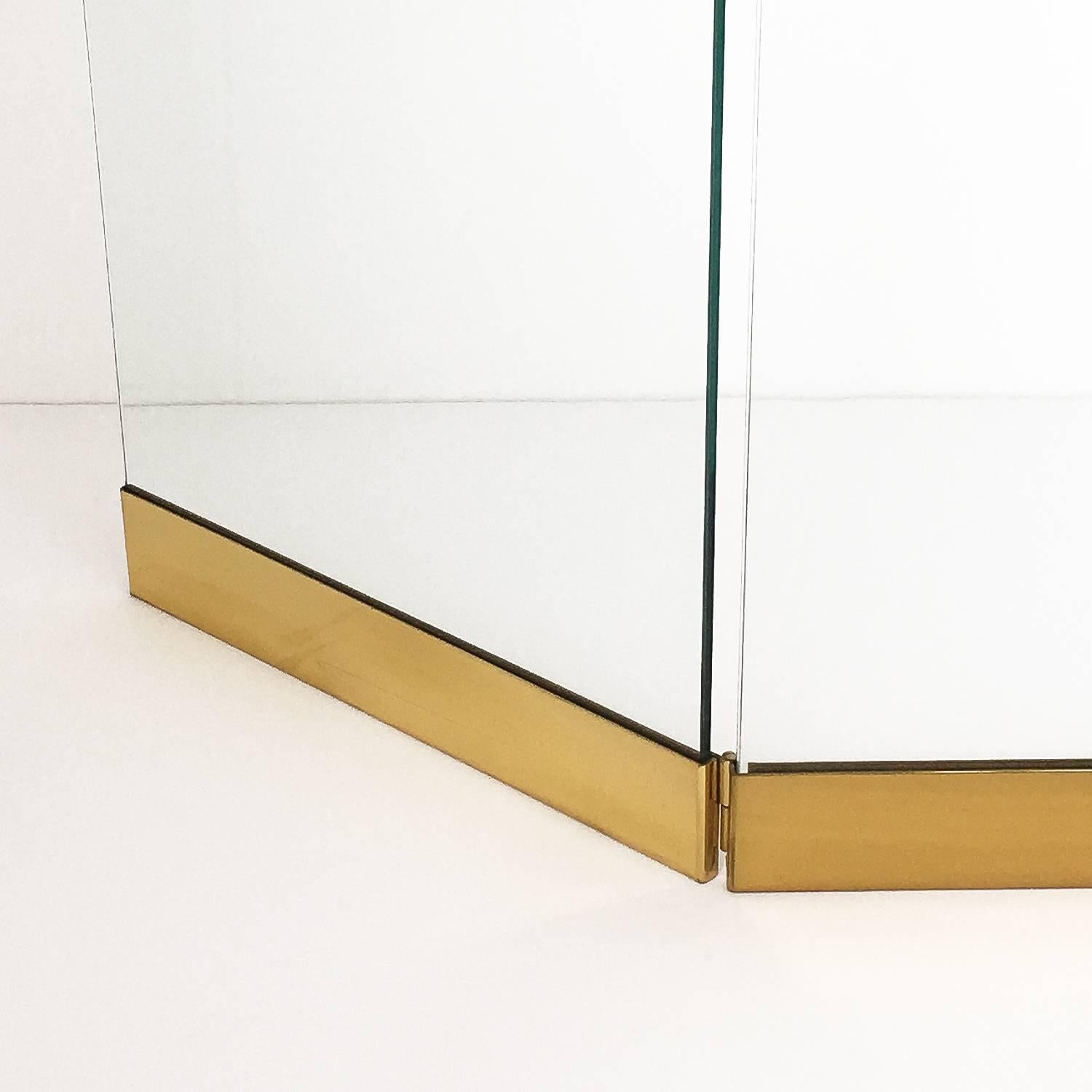 Modernist Brass And Glass Folding Fireplace Screen At 1stdibs