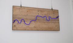 River Thames in Blue Neon Backed on Wood 'River of Light' by Michael Wallner