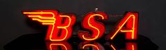 Vintage Neon "BSA" Sign with Red Neon Front