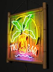 Bamboo and Neon Tiki Bar Sign
