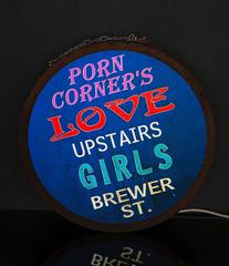 "Porn Corner's Love Upstairs" Vintage Circular Lightbox