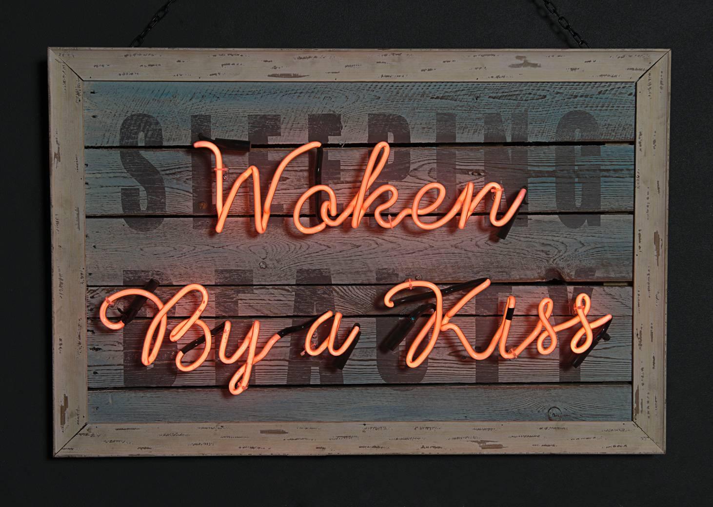 God's Own Junkyard designed Neon Artwork.

"Woken By A Kiss" Pink Neon on Hand-Painted Framed Wood.

Lights of Soho present... God's Own Junkyard. New & used neon fantasies, salvaged signs, vintage neons, old movie props and retro