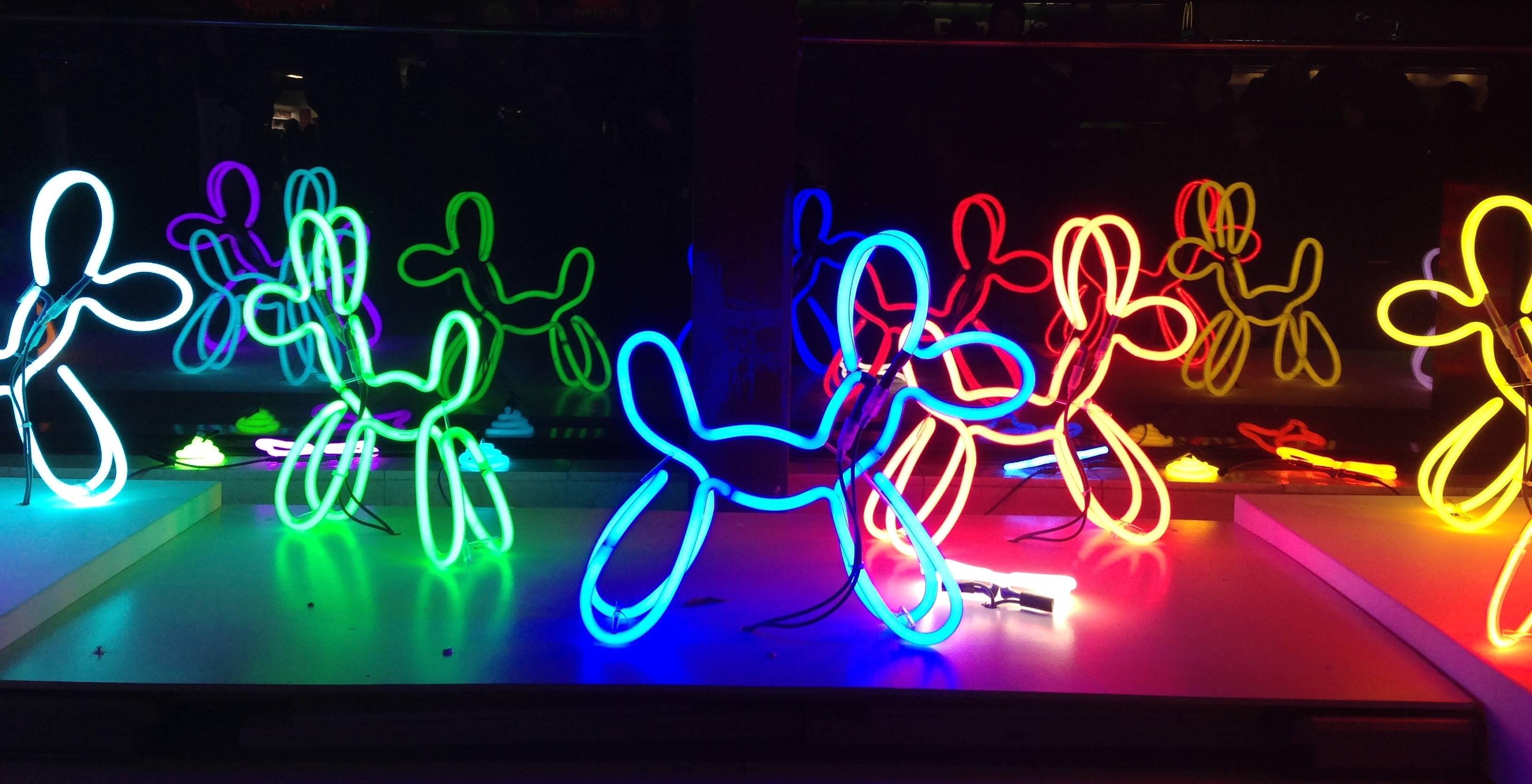 Turquoise Neon Dog, 2015.
Deepa Mann-Kler
Dimensions Variable (Largest size 60 x 15 x 60 cm)
Unique 1/1
£2000 inc Vat

As seen in the London Lumiere Festival 2016, Deepa Mann-Klerr's Series of 12 uniquely coloured Neon Dogs, are now available