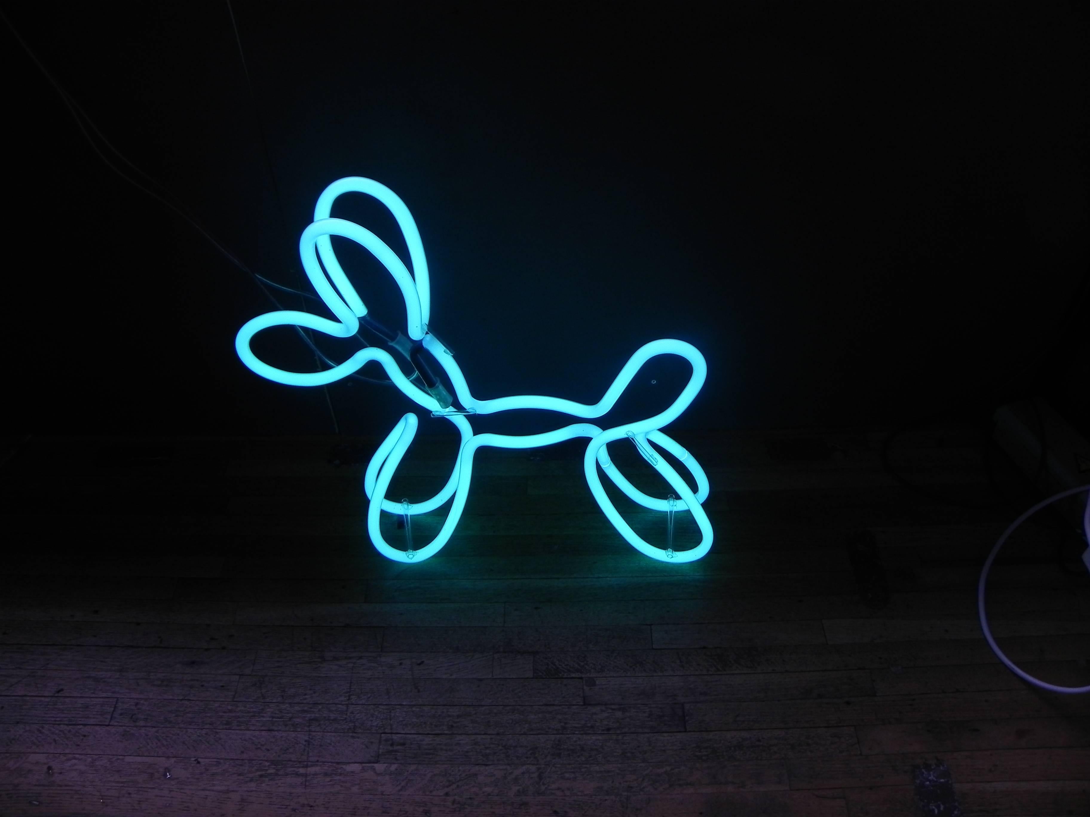 British Turquoise Neon Dog by Deepa Mann-Kler For Sale