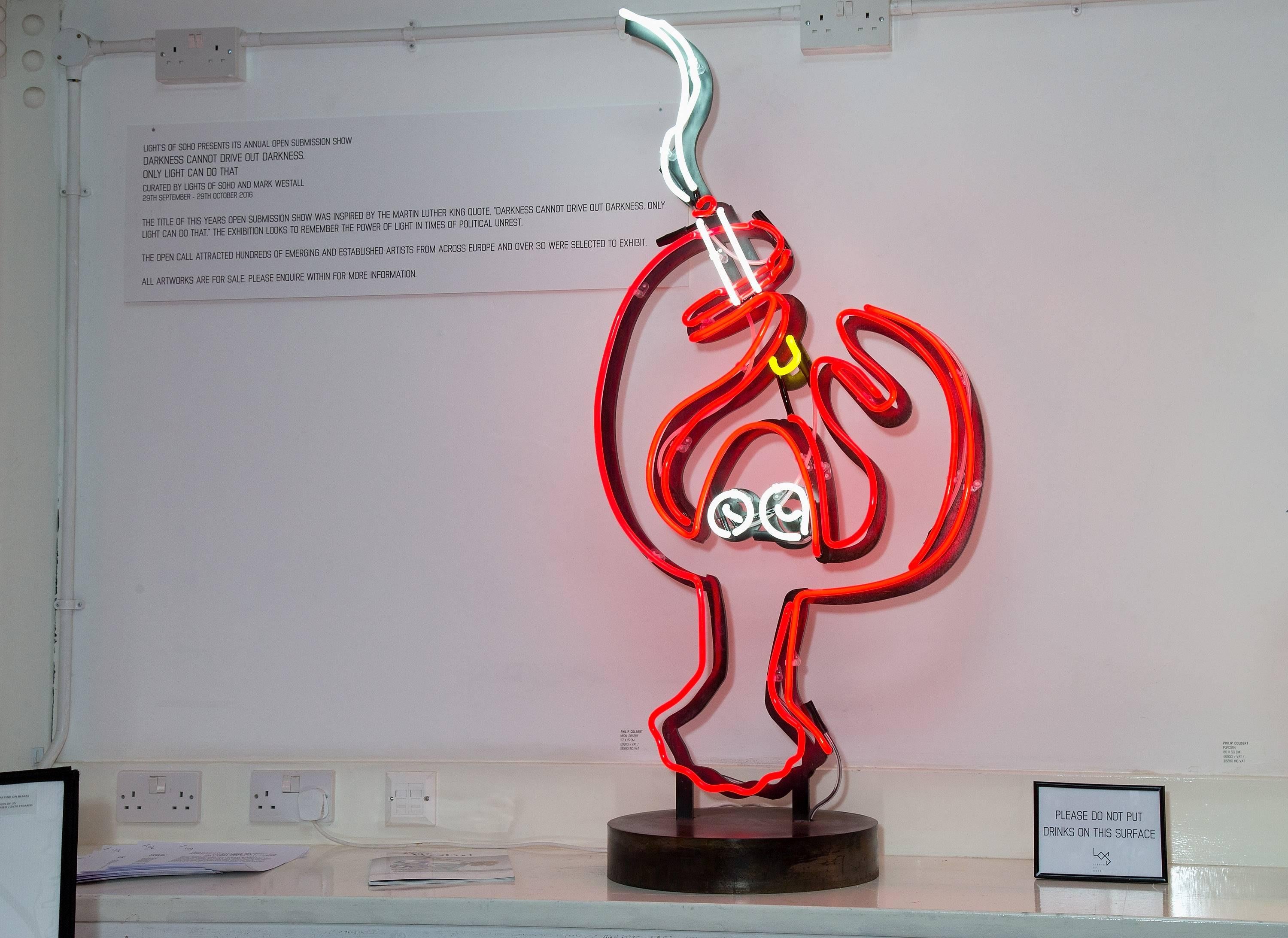 Red Neon Lobster Sculpture by Philip Colbert In Excellent Condition For Sale In London, GB