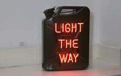 Neon on Vintage Gas Can by Olivia Steele