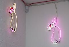 Pink, White and Red Neon Bunny Rabbits