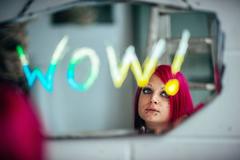 Wow! Vintage Mirror with Etching and Led Light Panel by Graeme Messer