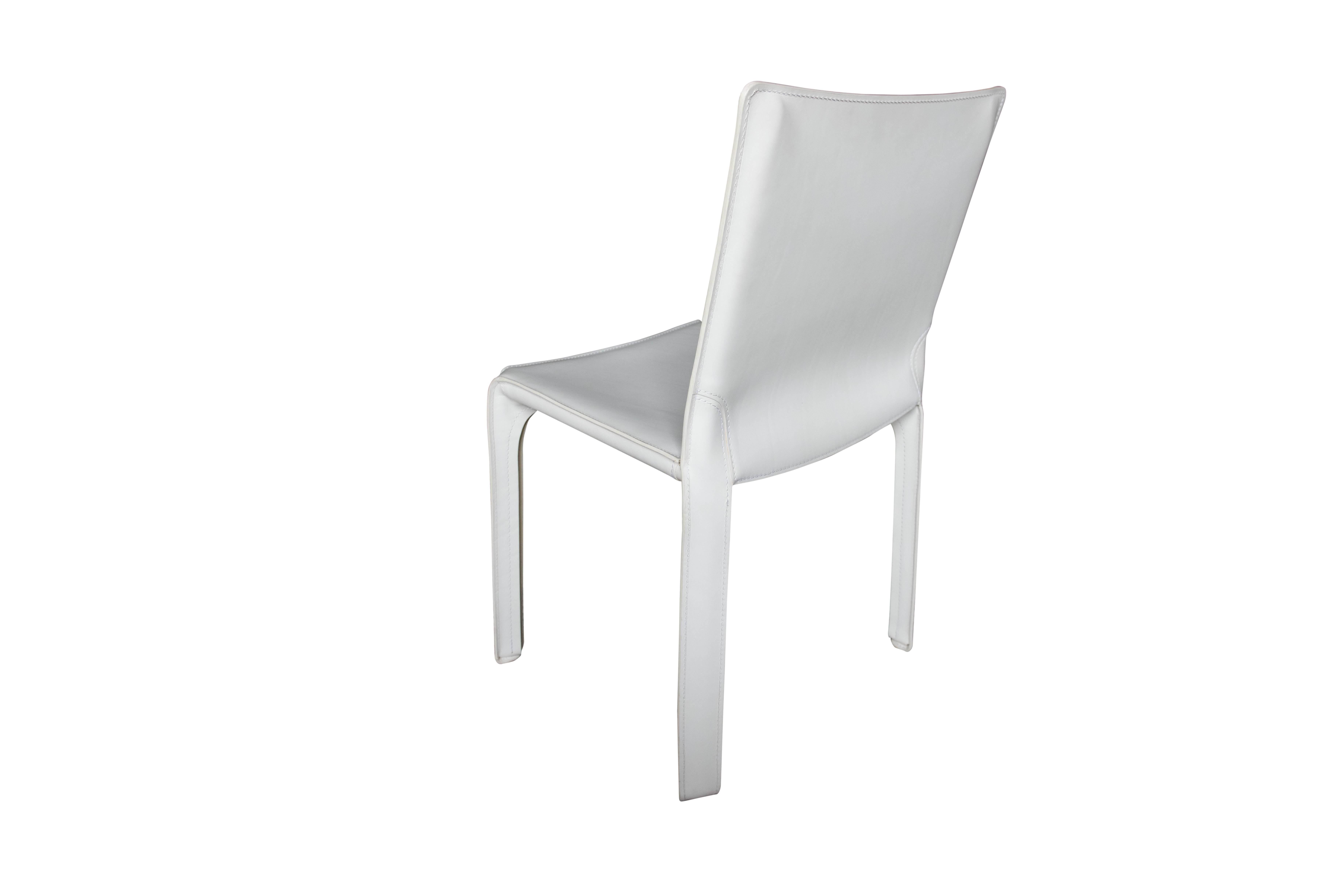 Italian Cassina Cab Chair in White Leather For Sale