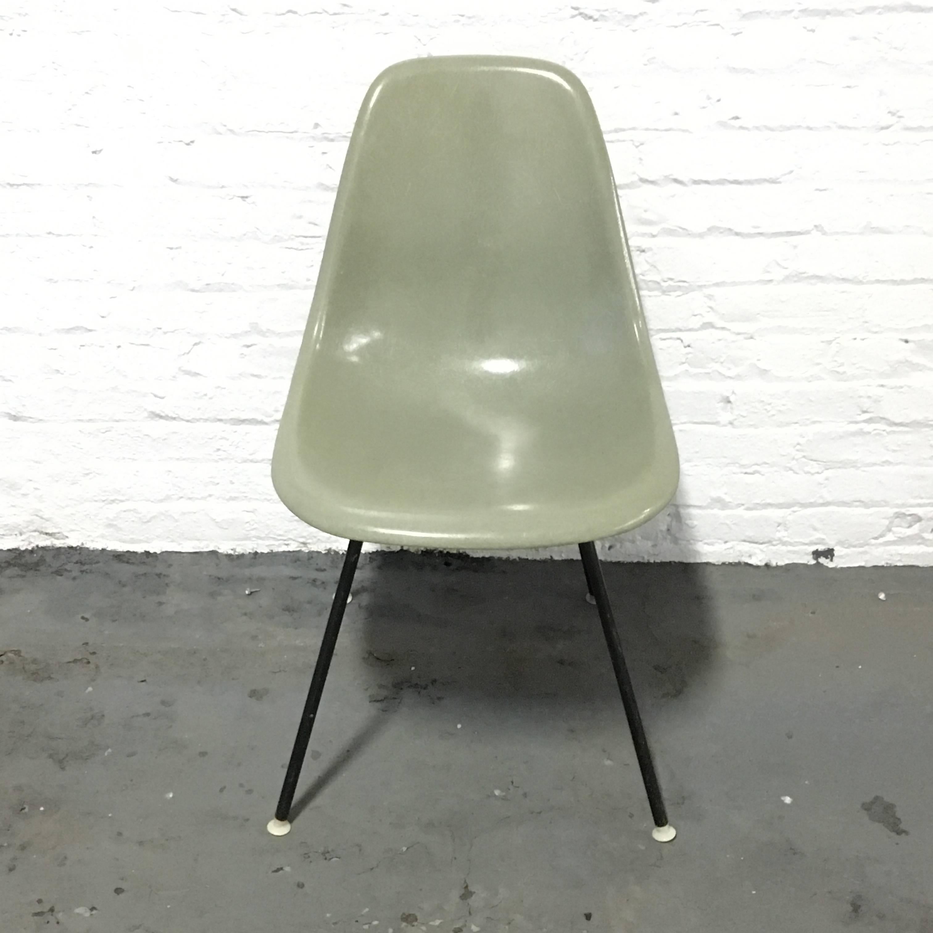 Mid-Century Modern Four Herman Miller Eames Seafoam Green Dining Chairs
