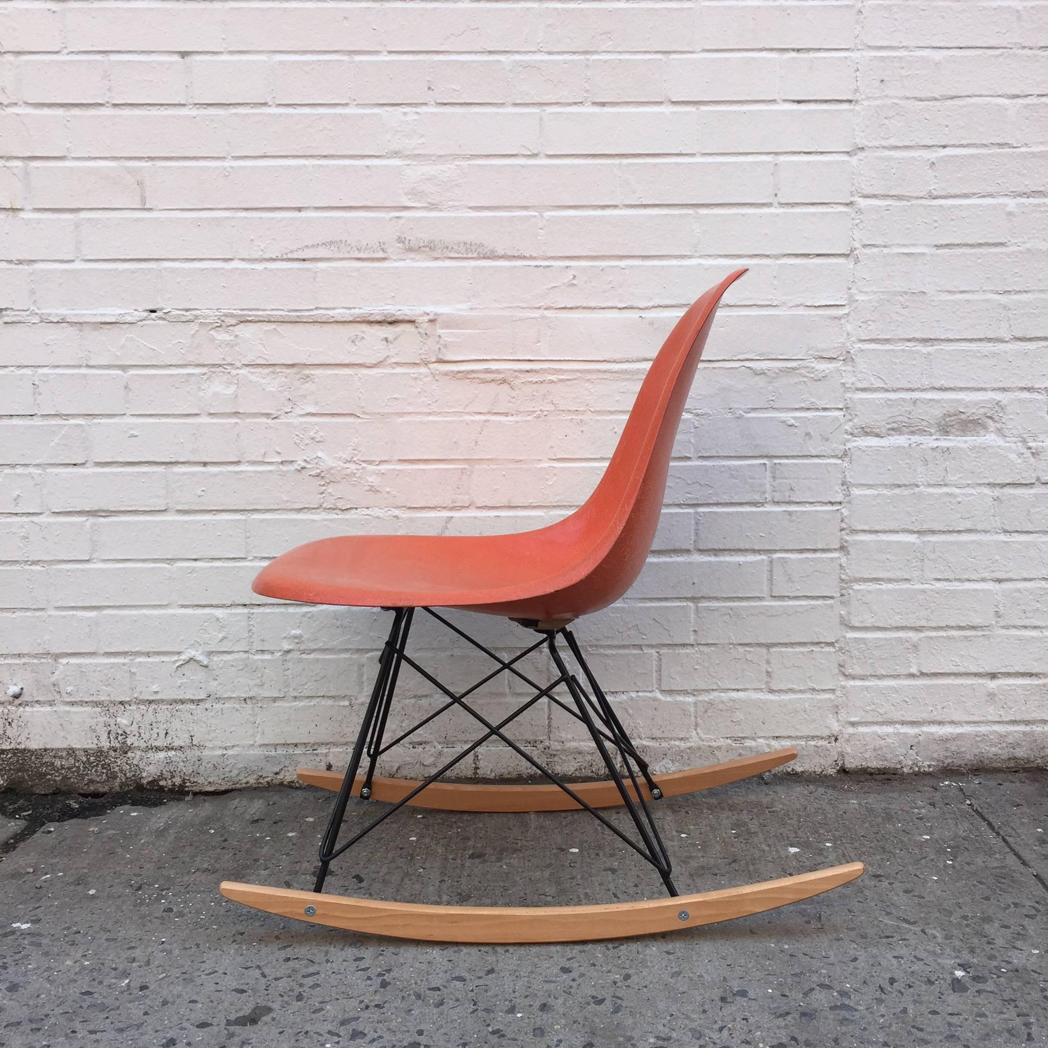 Eames Herman Miller Orange Rocker at 1stDibs