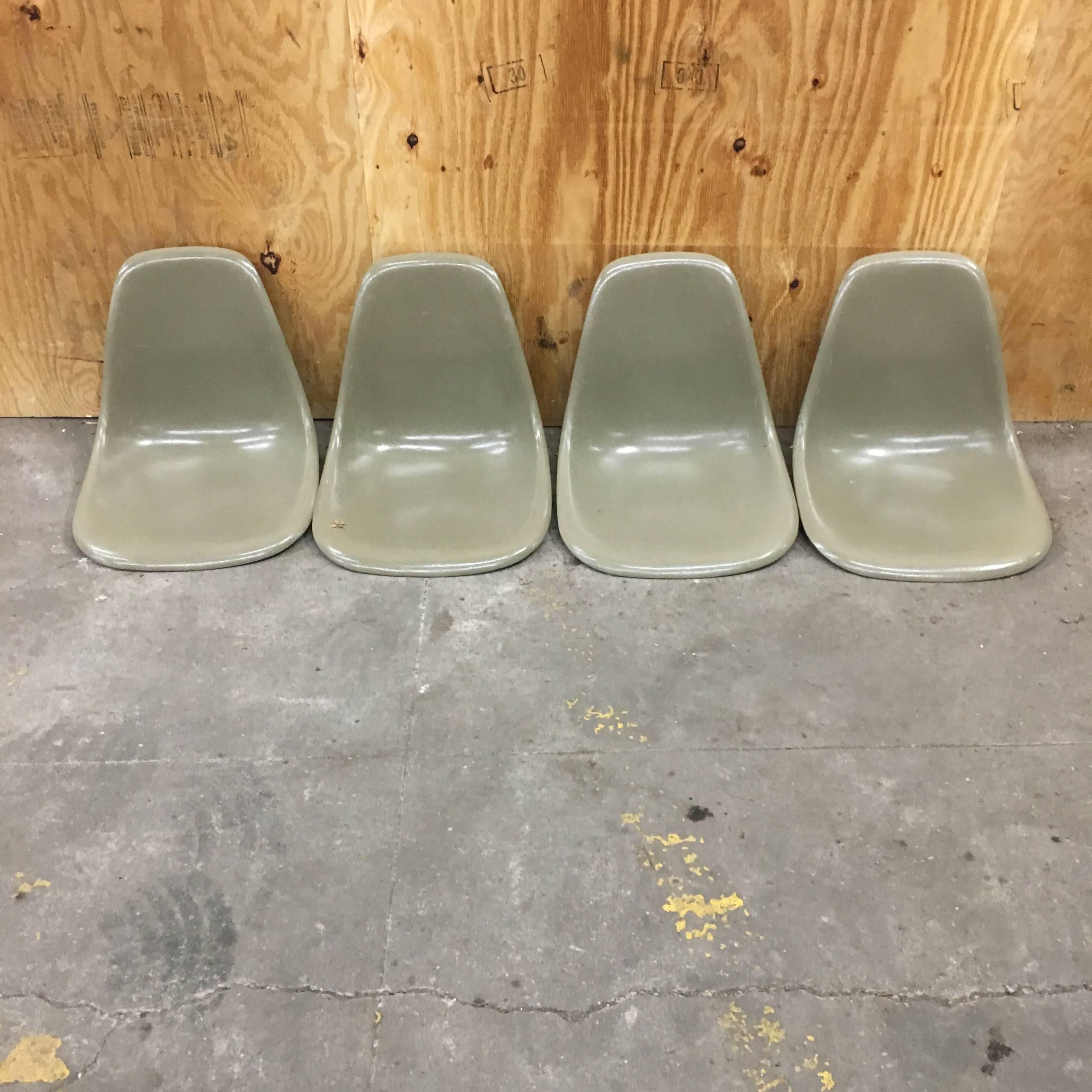 Mid-Century Modern Eight Rare Raw Umber Herman Miller Eames Chairs