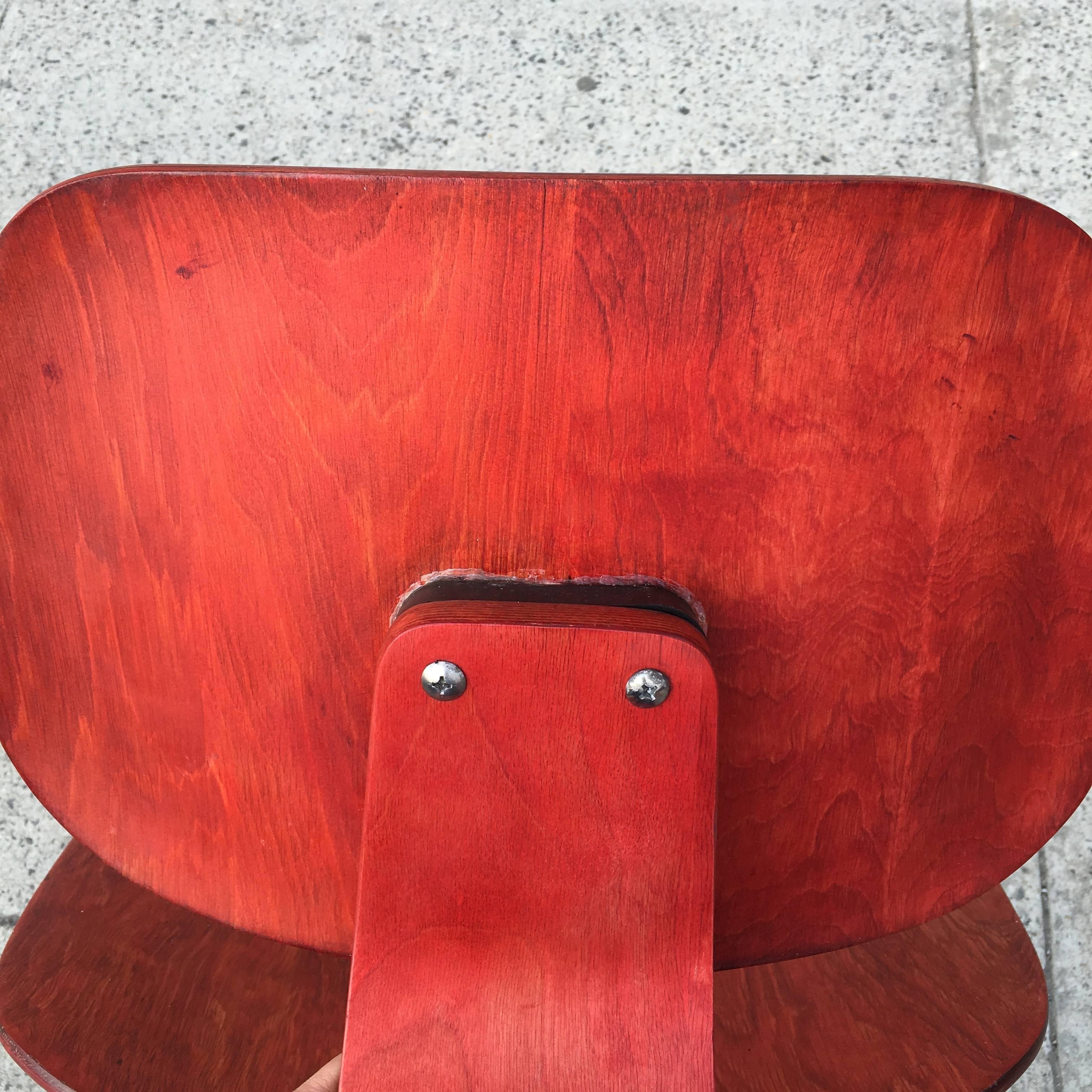 20th Century Two Red Evans Early Eames LCW Lounge Chairs