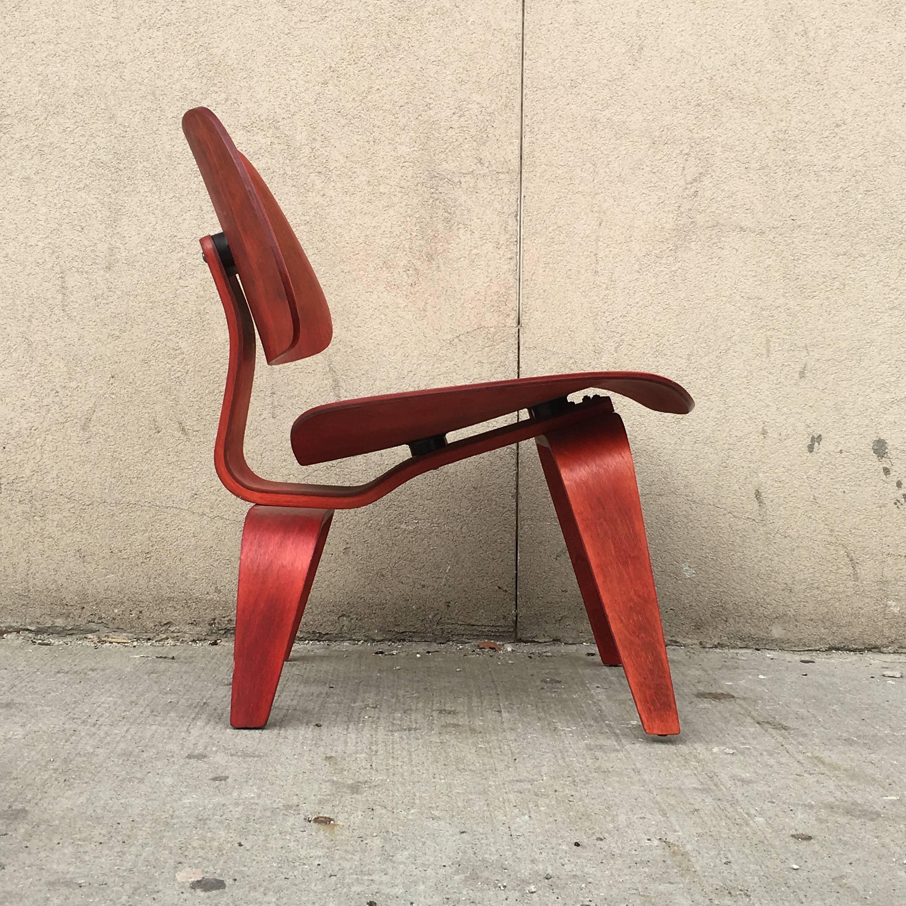 American Two Red Evans Early Eames LCW Lounge Chairs
