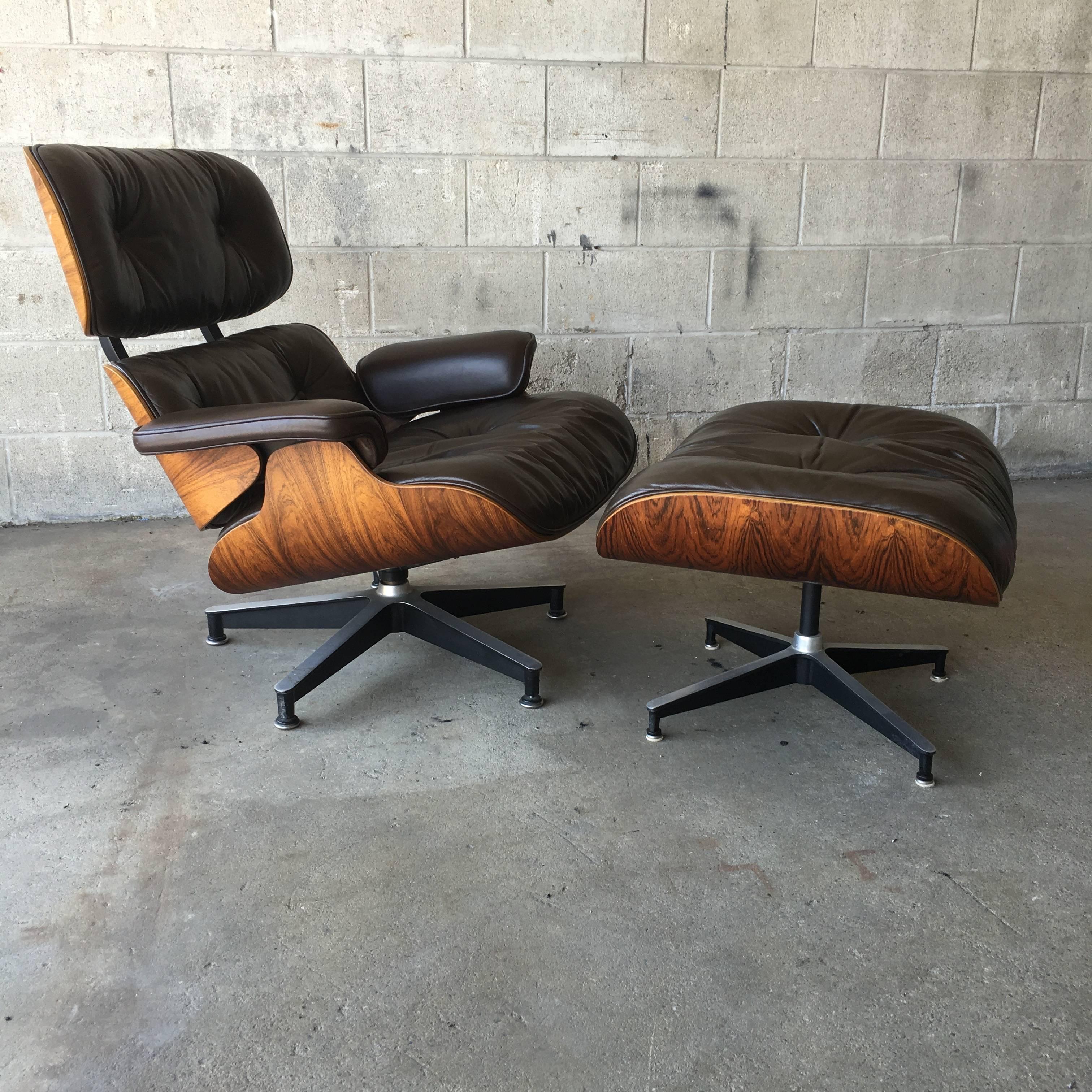 Rosewood and Brown Herman Miller Eames 670/671 1