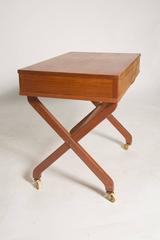 Teak Cross Shaped Base Danish Sewing Table