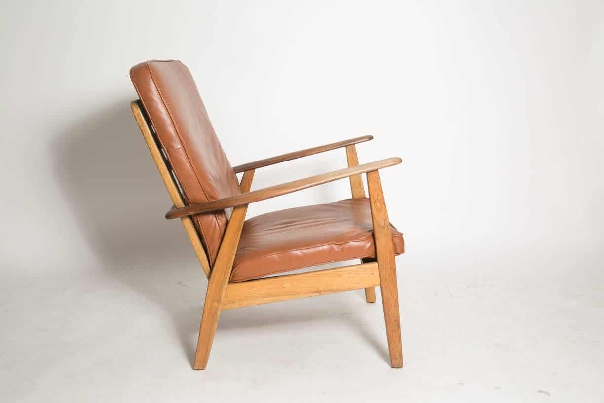 Scandinavian Modern Leather Cigar Chair Attributed to Hans J. Wegner