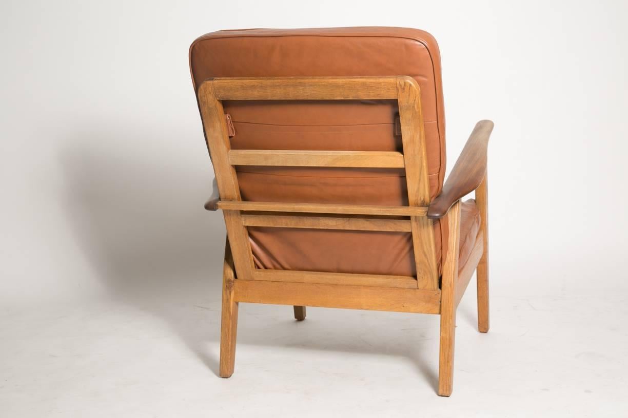 Leather Cigar Chair Attributed to Hans J. Wegner In Good Condition In Brooklyn, NY