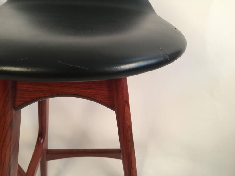 Rosewood Bar Stools, Two Erik Buck Bar Stools In Black Leather And Rosewood For Sale At 1stdibs