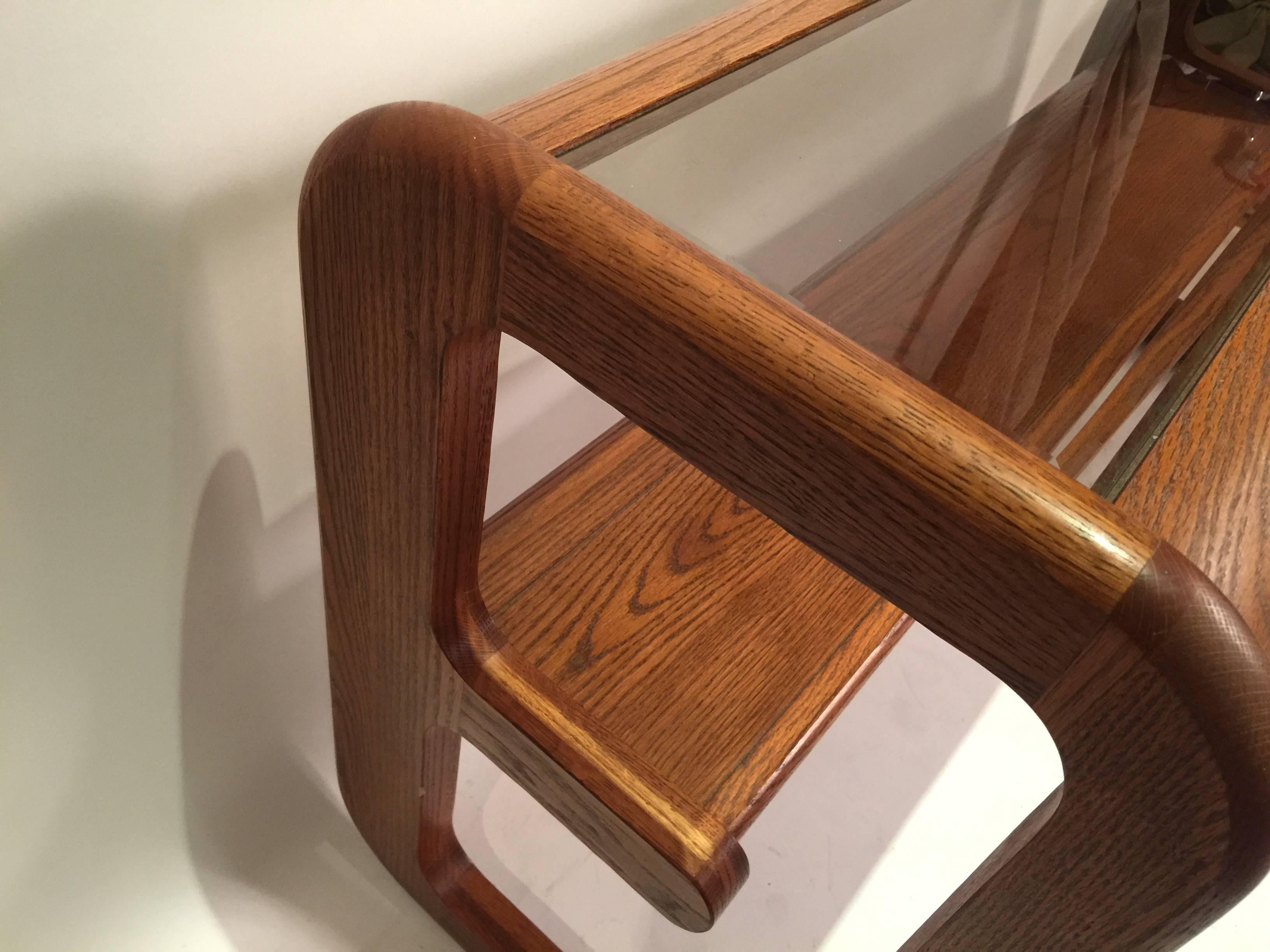 Lou Hodges Cantilevered Console Table in Oak In Good Condition In Brooklyn, NY