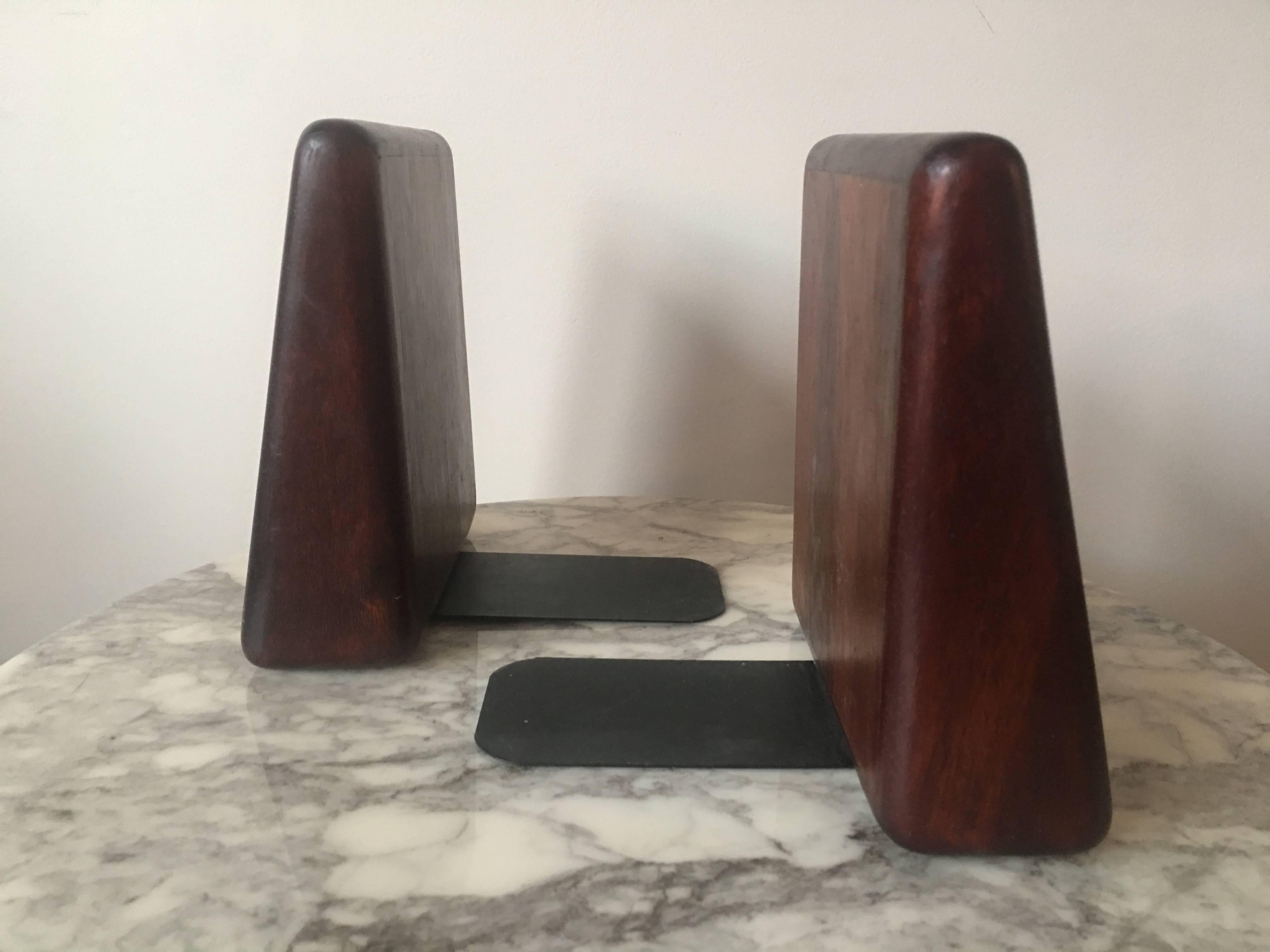 Rosewood bookends. In excellent original condition with lovely grain pattern and color.