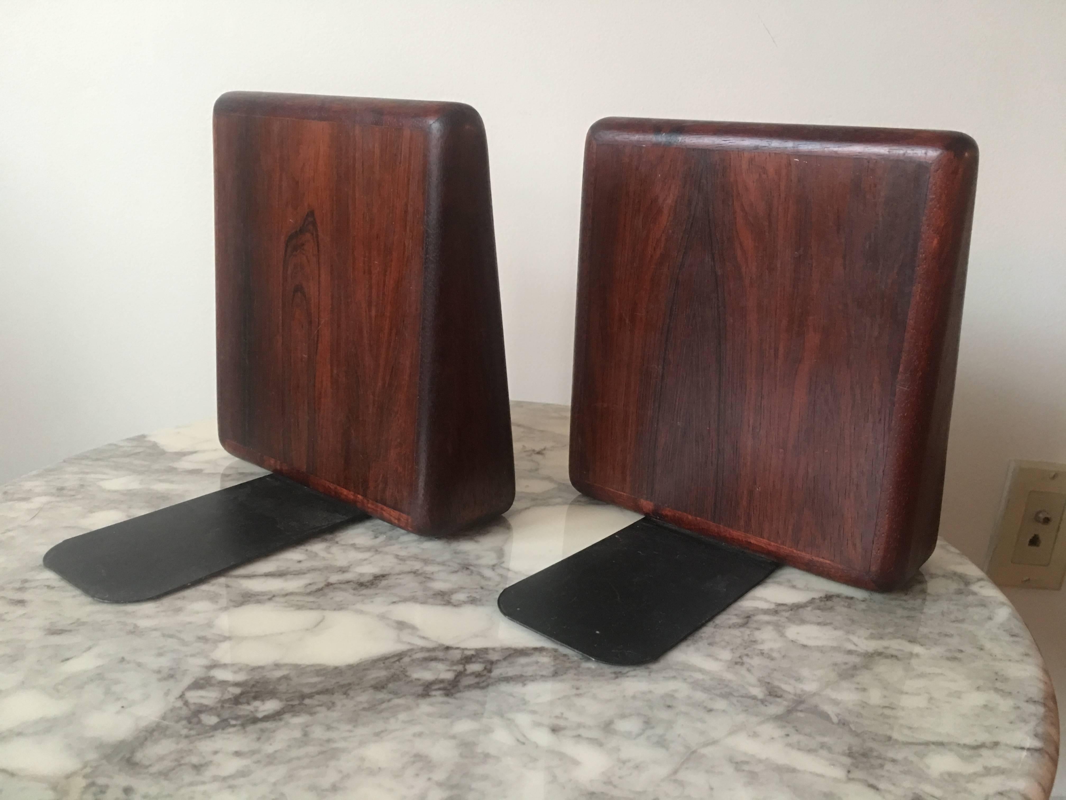 Mid-Century Modern Rosewood Bookends