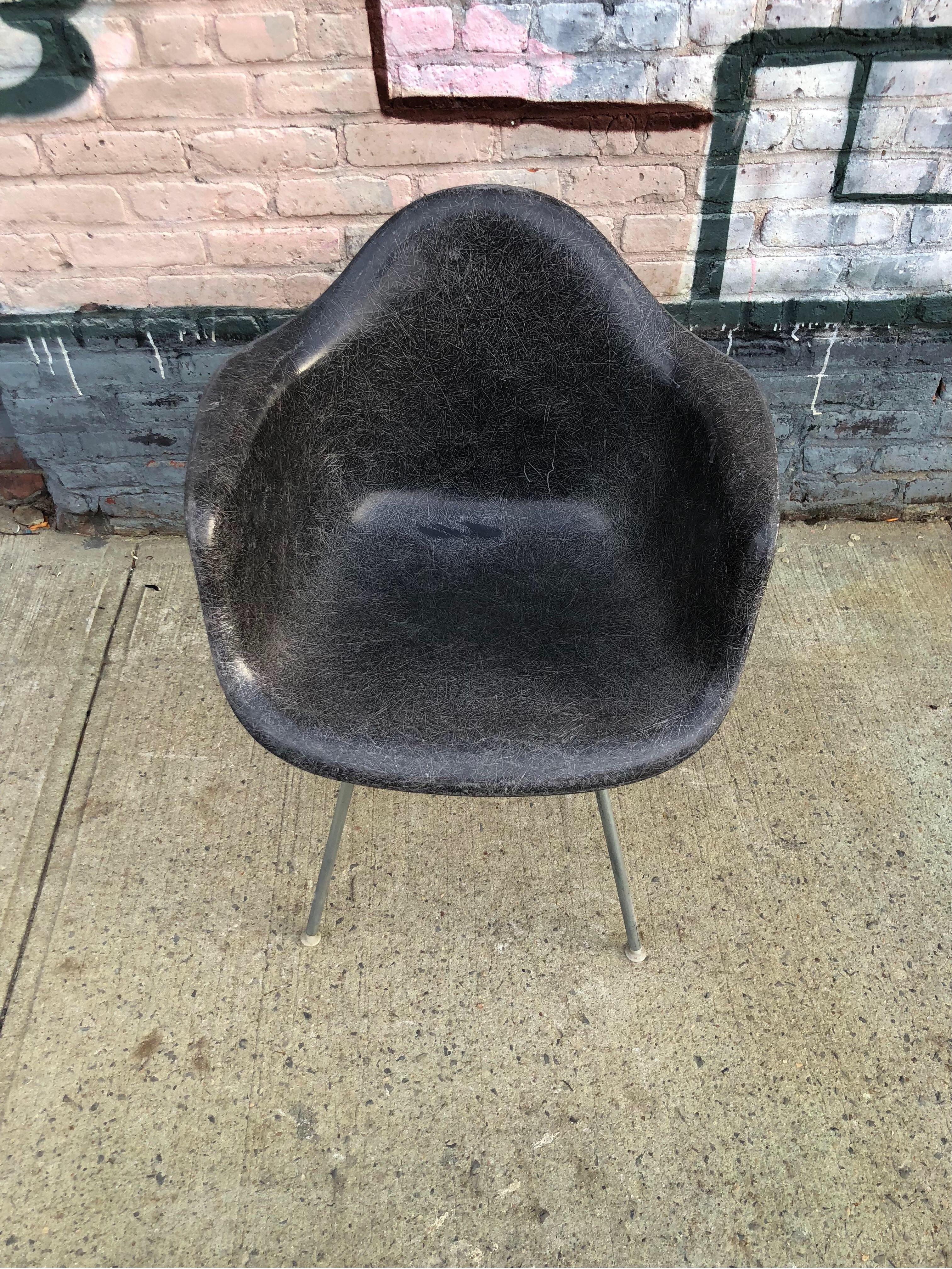 Mid-Century Modern Herman Miller Eames DAX Armchair in Elephant Grey