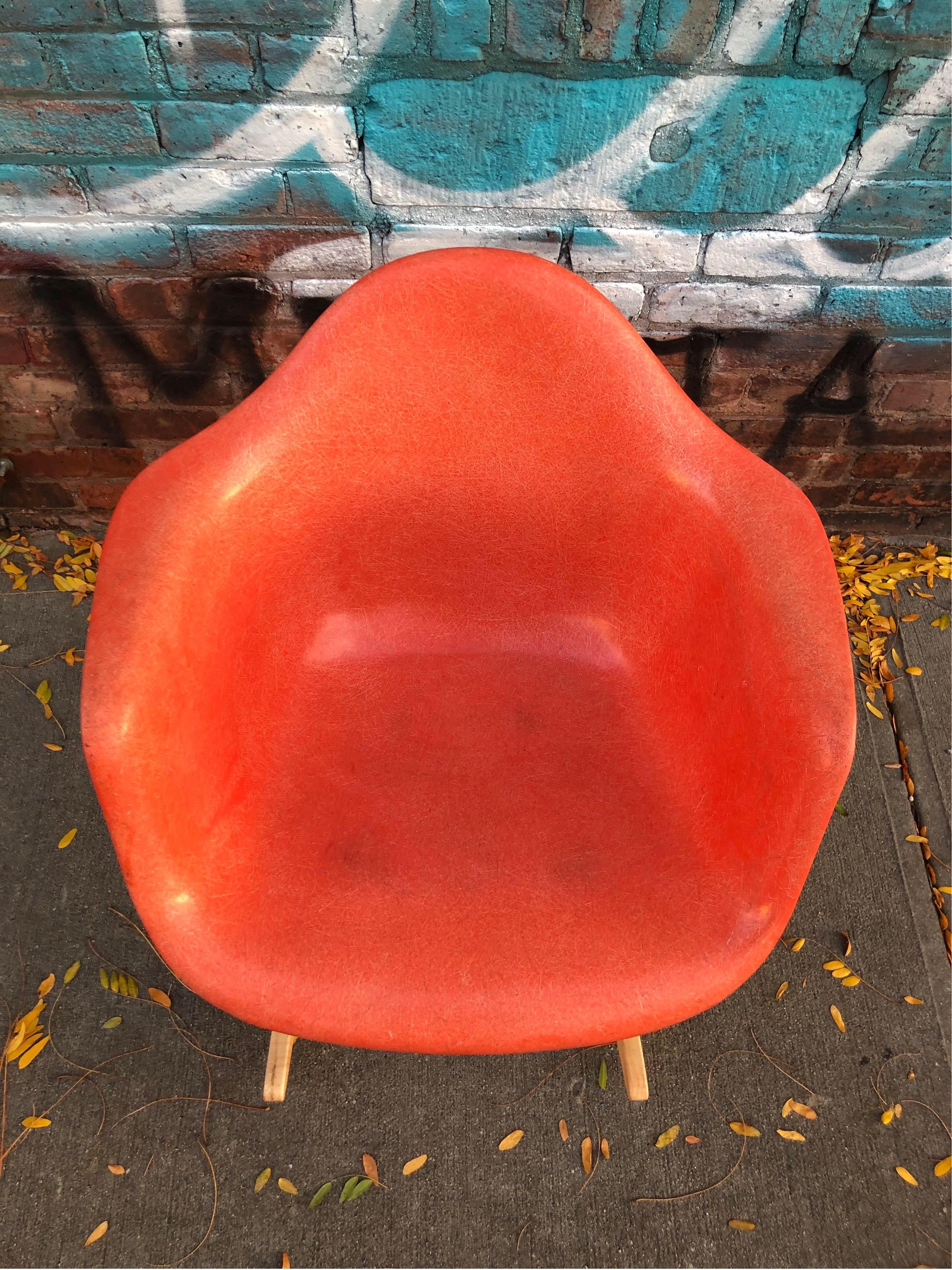 American Herman Miller Eames Rocking Chair in Salmon