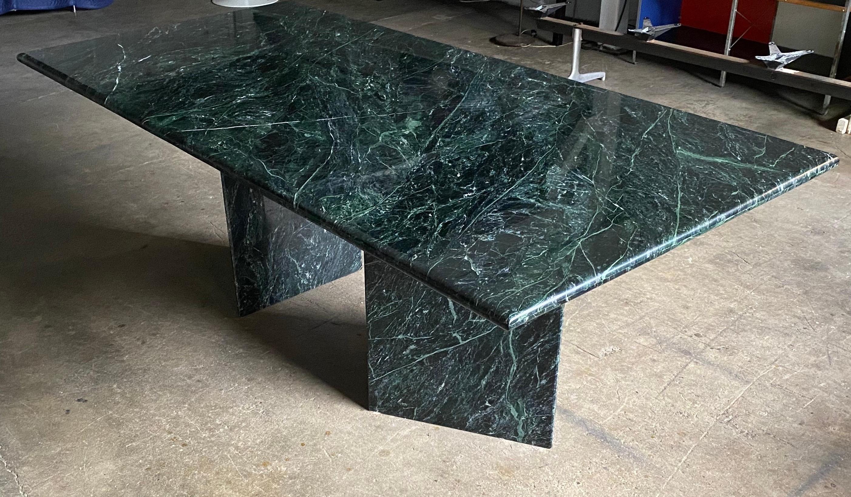 Spectacular Massive Green Marble Modern Dining Table In Good Condition In Brooklyn, NY