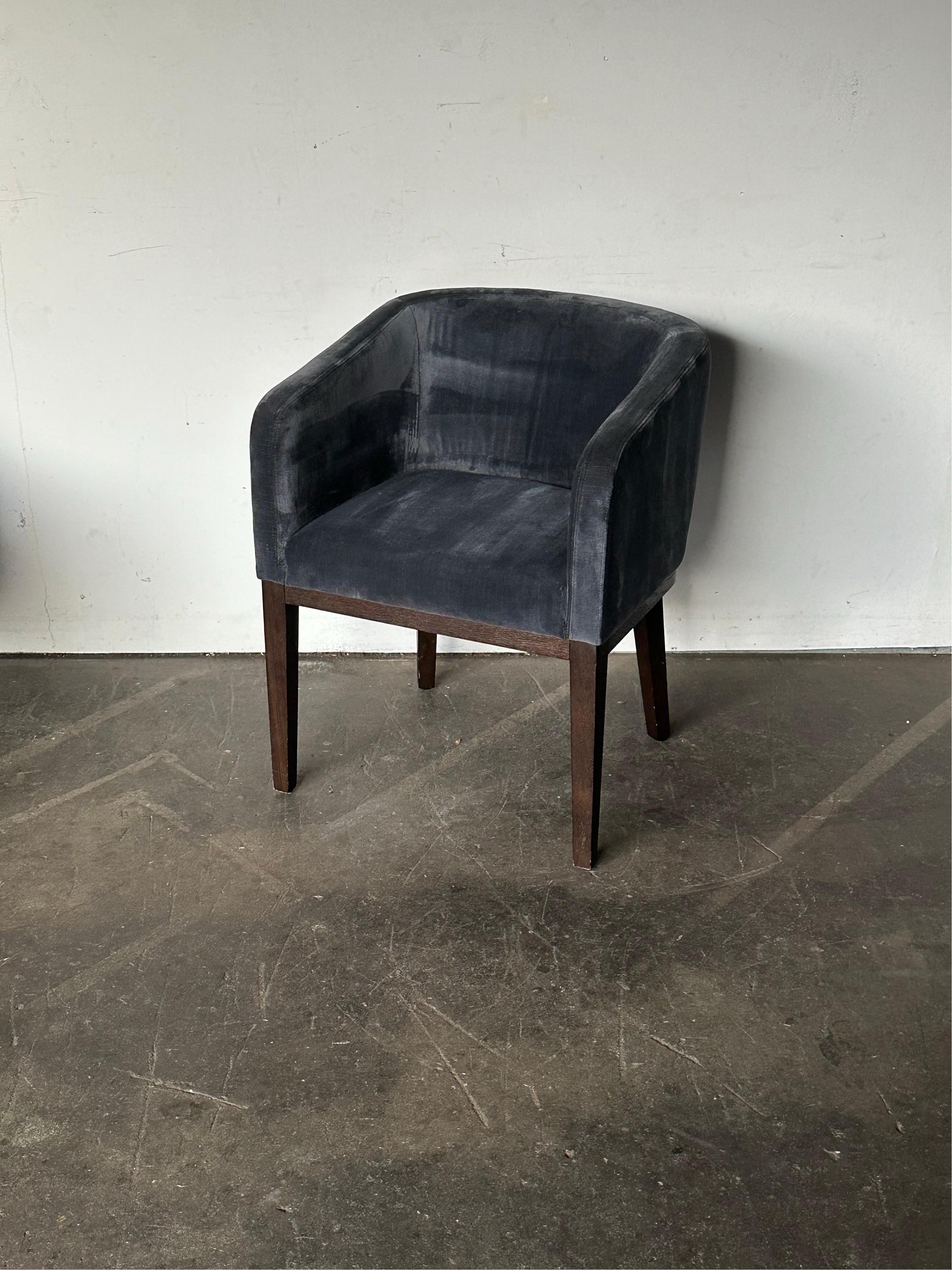 Pair of Restoration Hardware Velvet Barrelback Dining Chairs 5