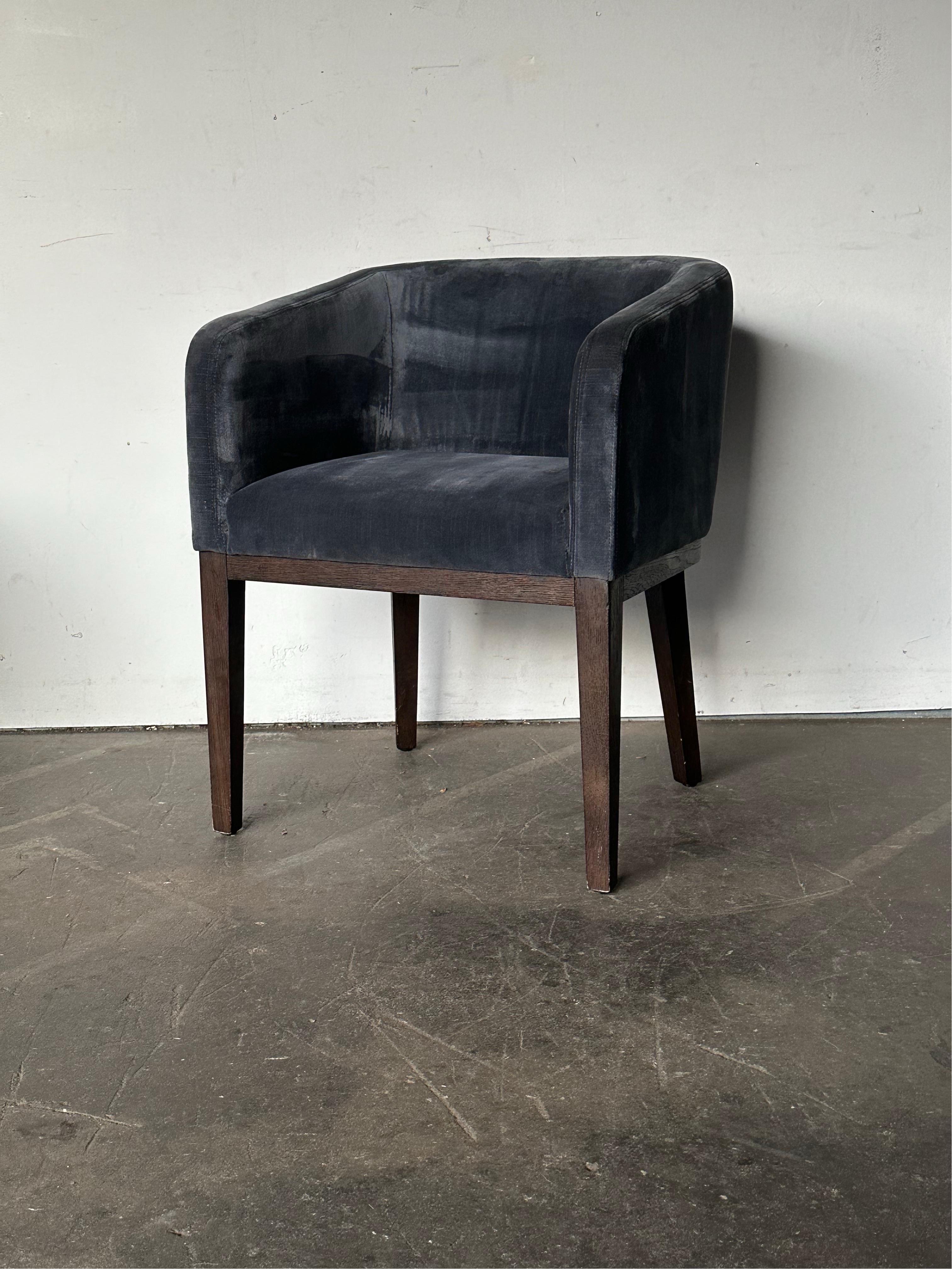 Pair of Restoration Hardware Velvet Barrelback Dining Chairs 6