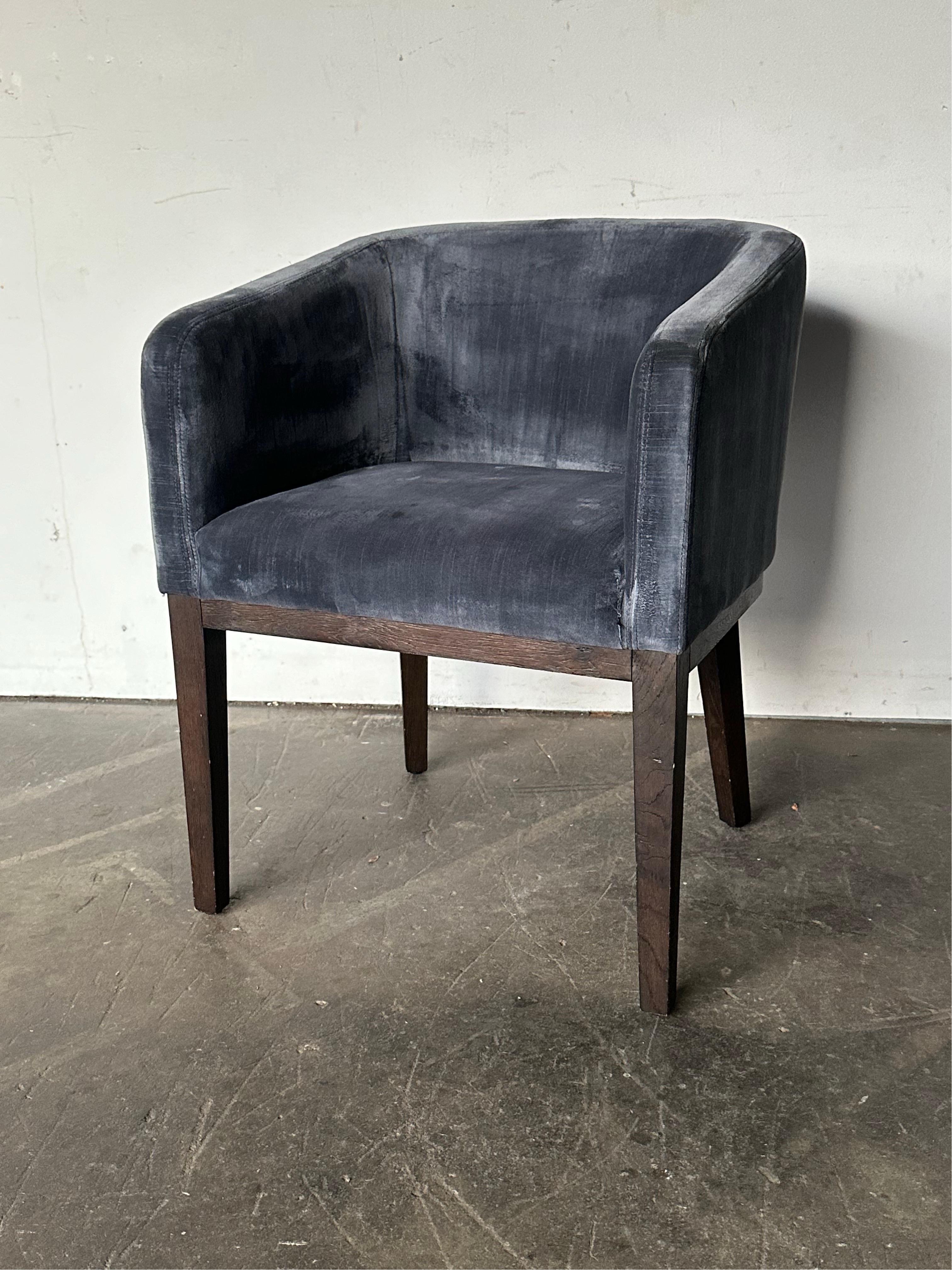 Pair of Restoration Hardware Velvet Barrelback Dining Chairs 7