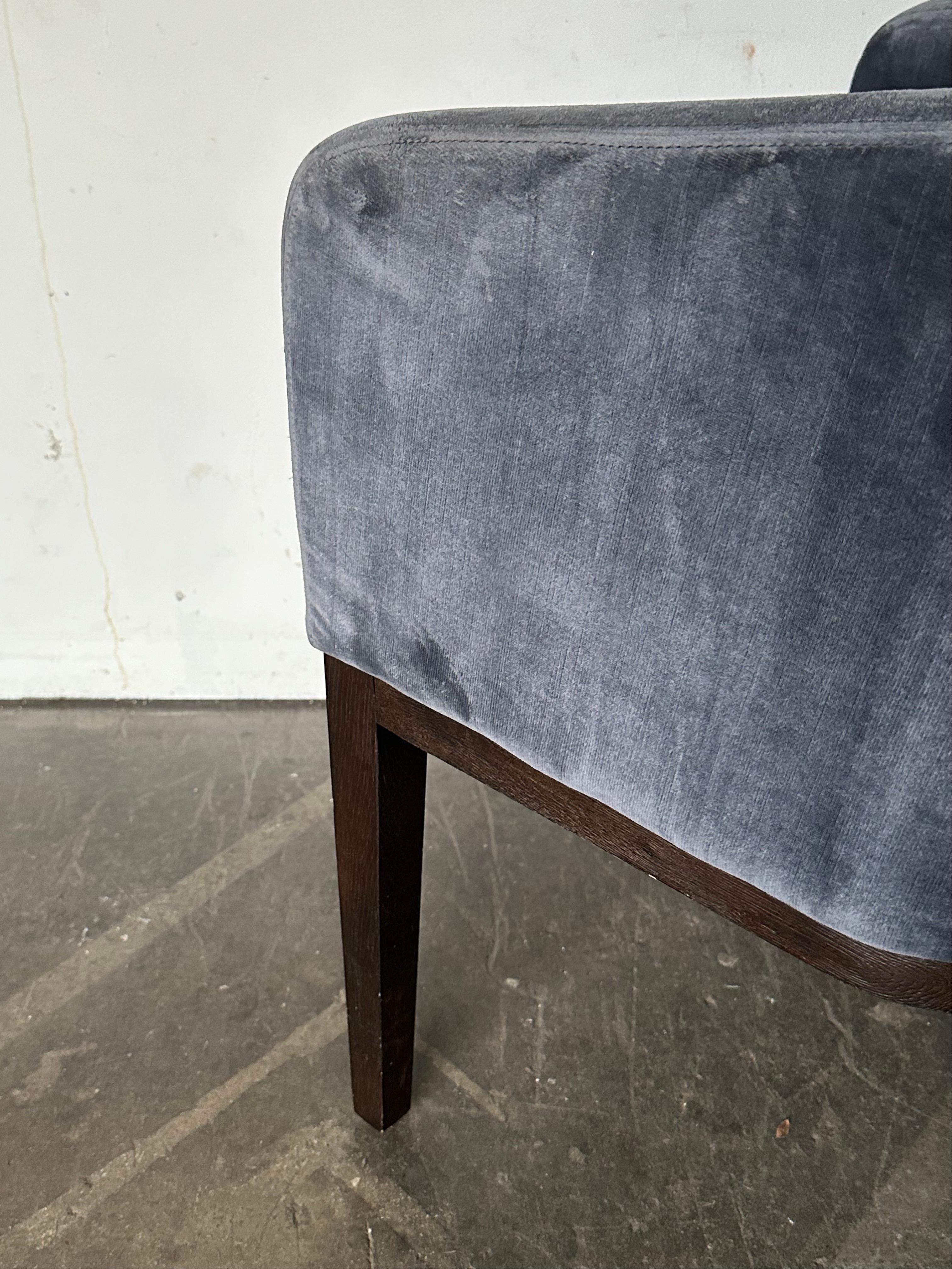 Pair of Restoration Hardware Velvet Barrelback Dining Chairs 8