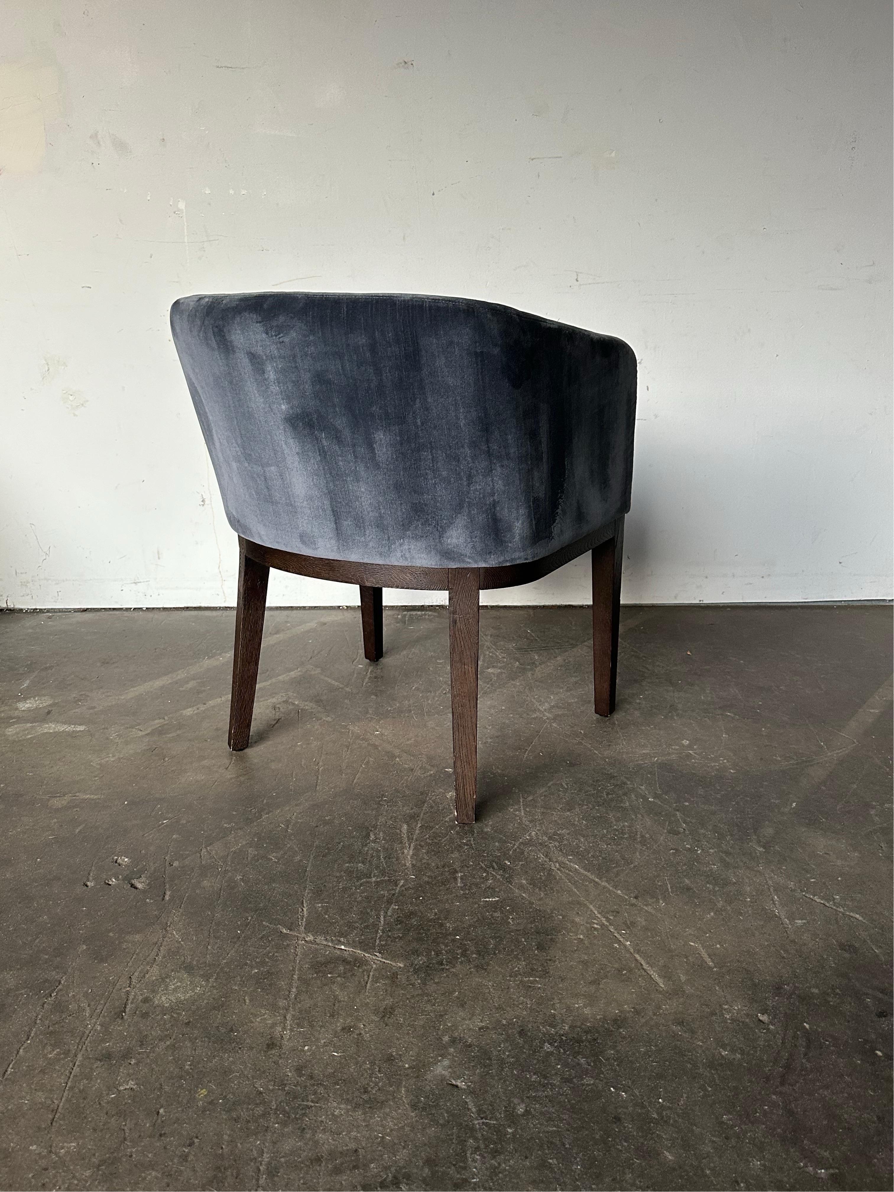 Pair of Restoration Hardware Velvet Barrelback Dining Chairs 9