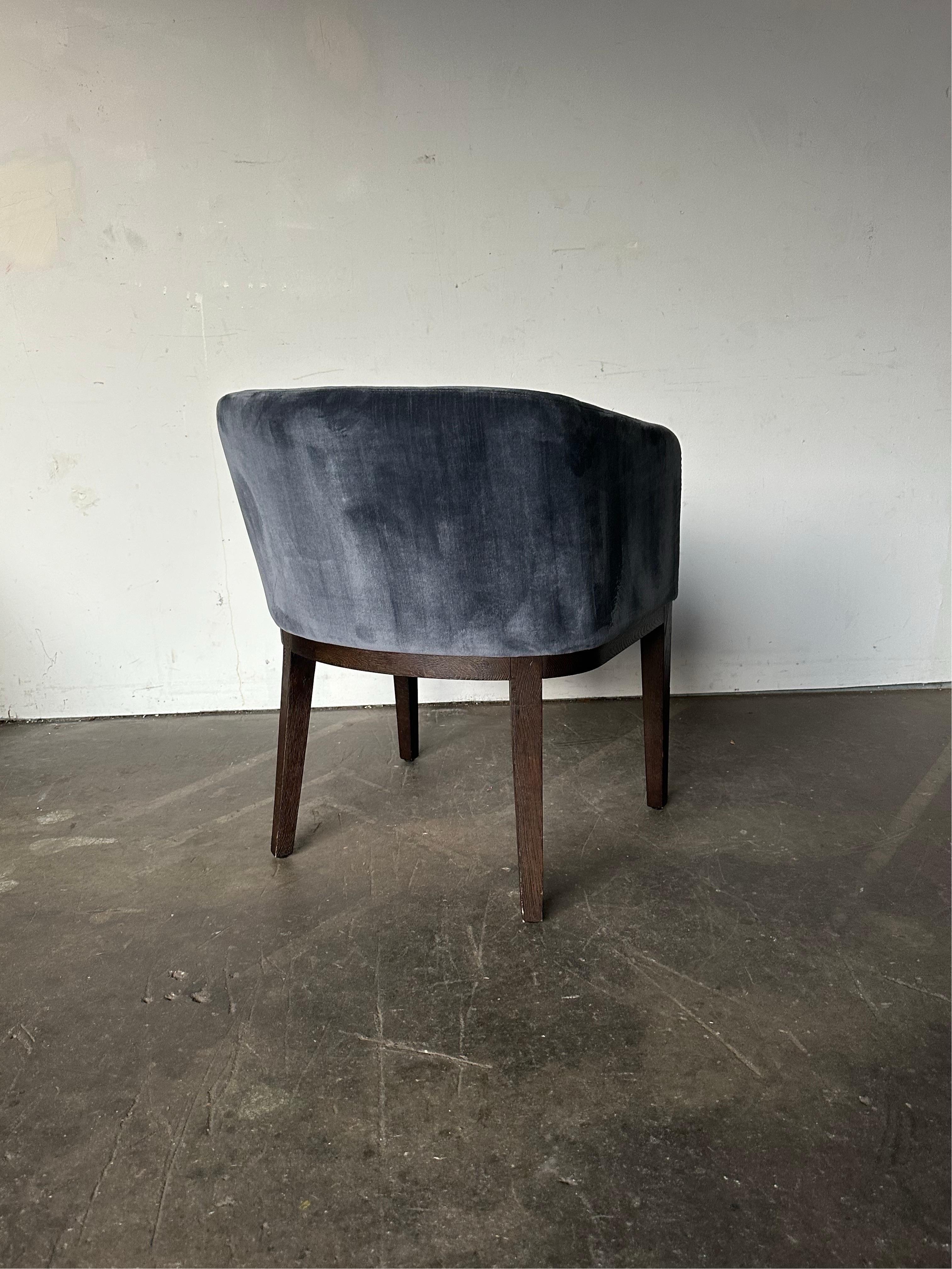Pair of Restoration Hardware Velvet Barrelback Dining Chairs 10