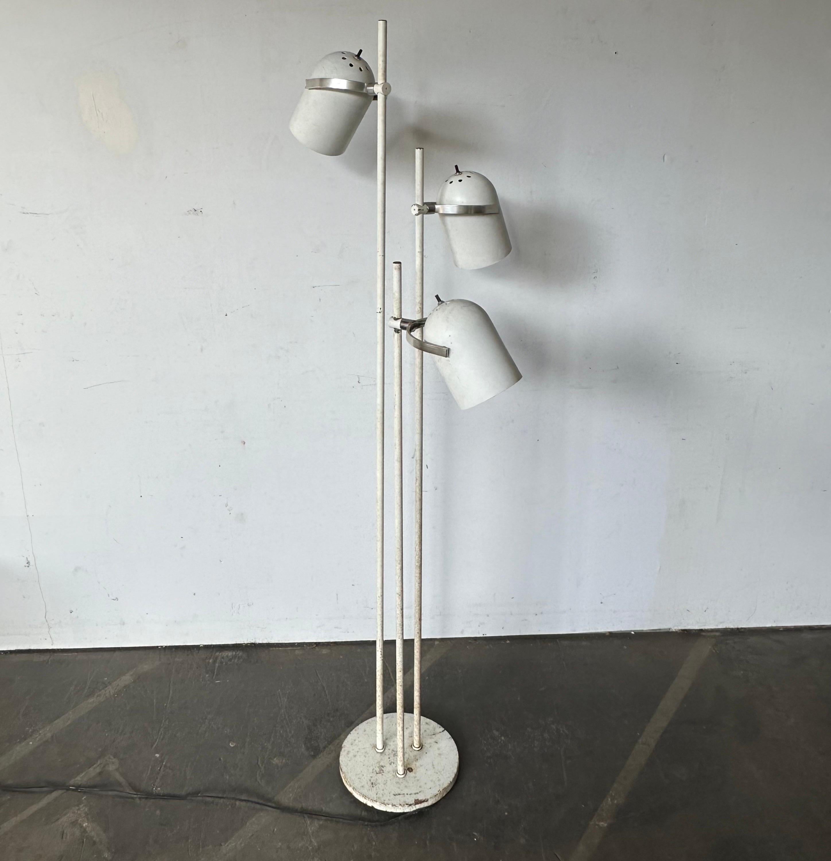 Mid-Century Modern Midcentury Modern Floor Lamp with Articulating Pivoting Shades by Lightolier For Sale