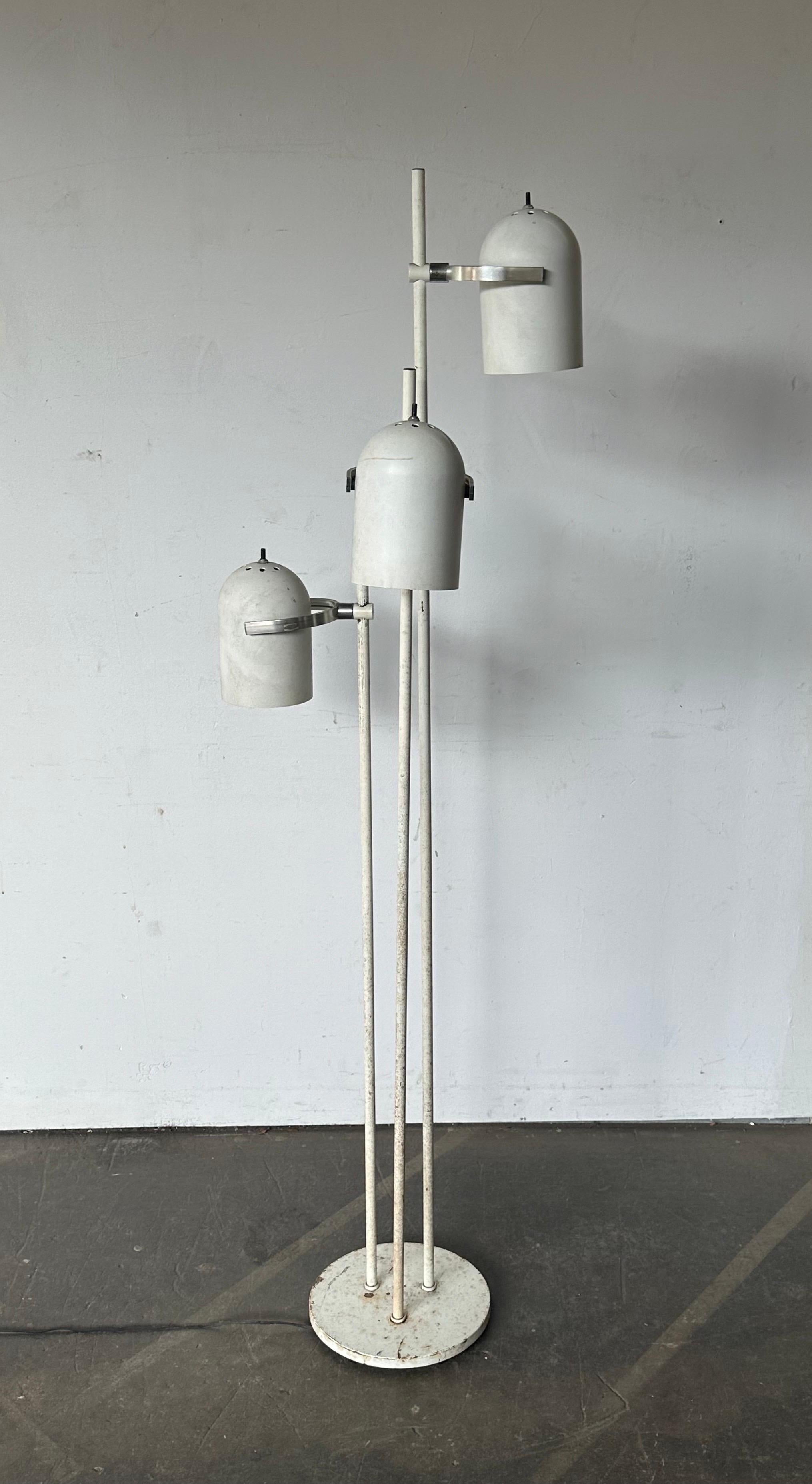 American Midcentury Modern Floor Lamp with Articulating Pivoting Shades by Lightolier For Sale