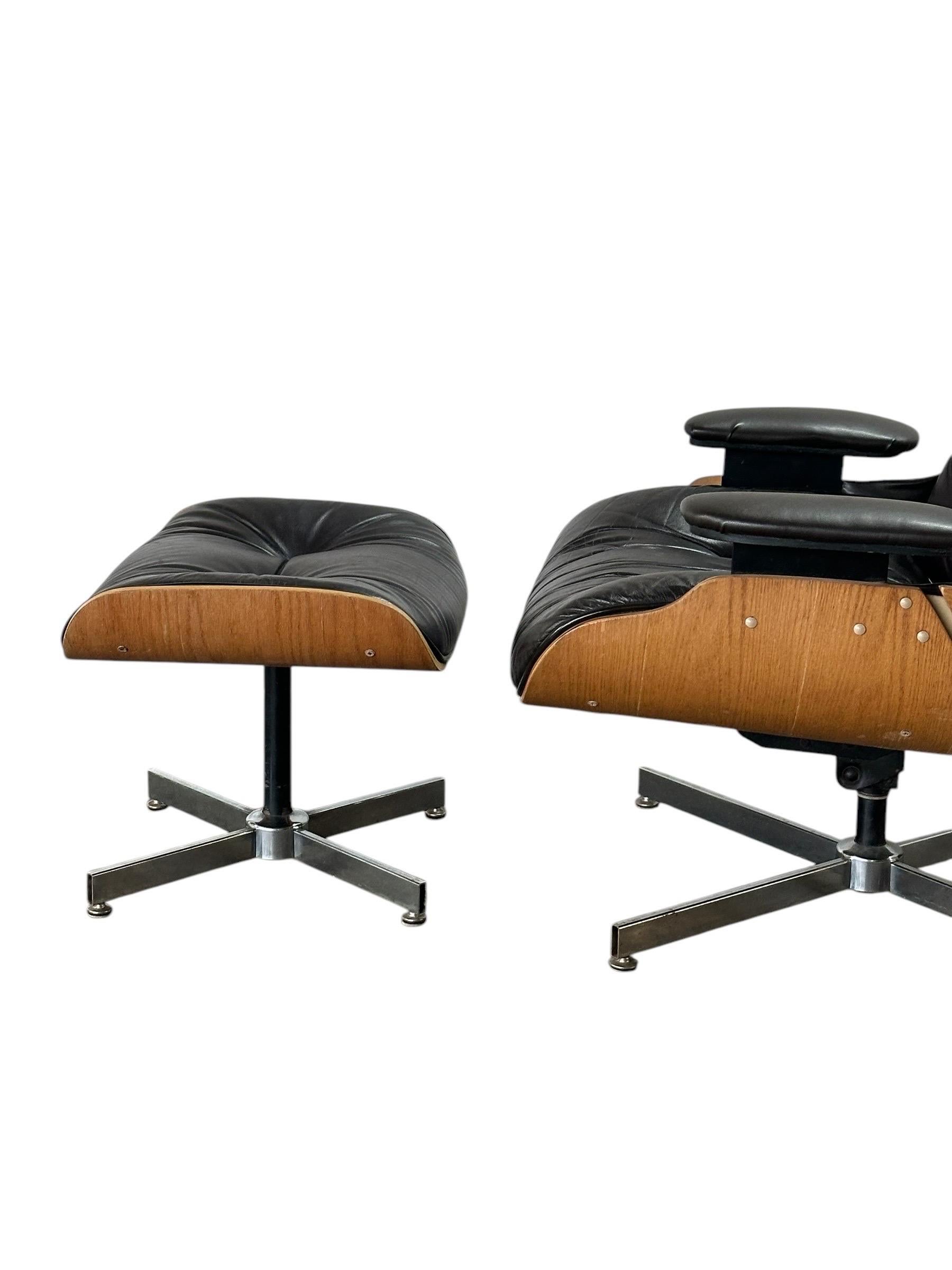 Plycraft Silla Reclinable y Otomana Moderna de Mitad de Siglo según Eames 1