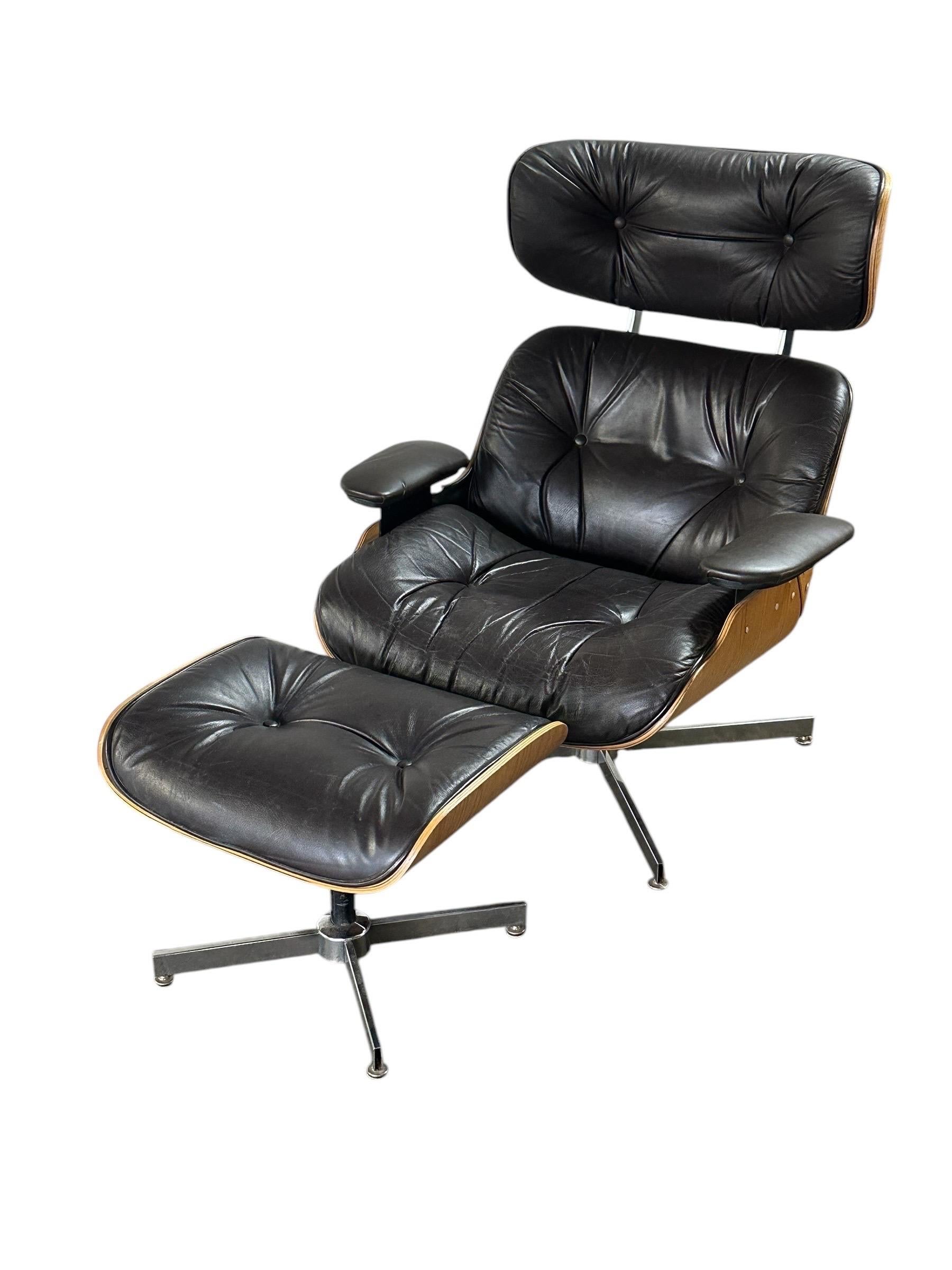 Plycraft Silla Reclinable y Otomana Moderna de Mitad de Siglo según Eames 3