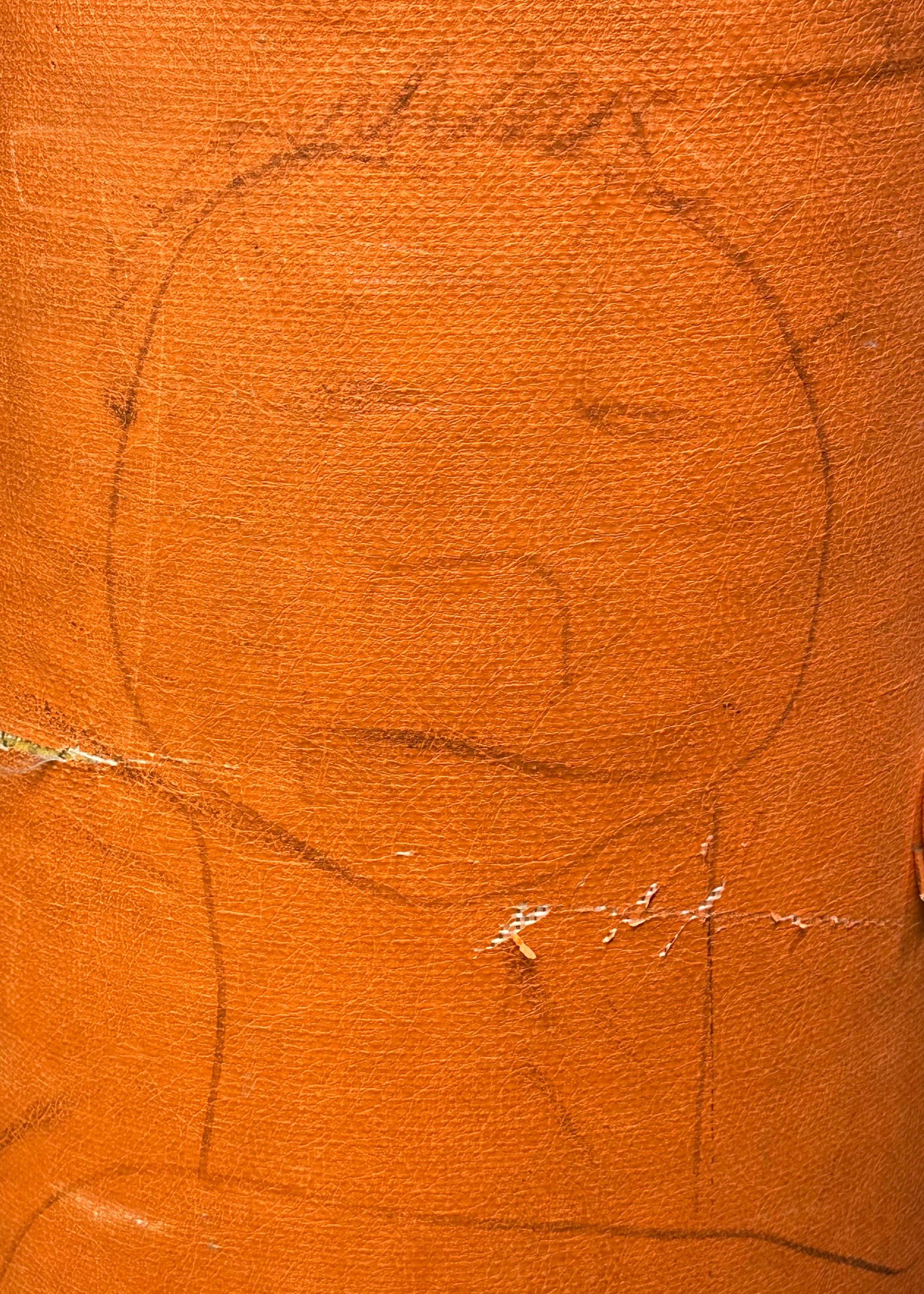 Vintage Everlast Boxing Punching Bag with Folk Art Illustration For Sale 1